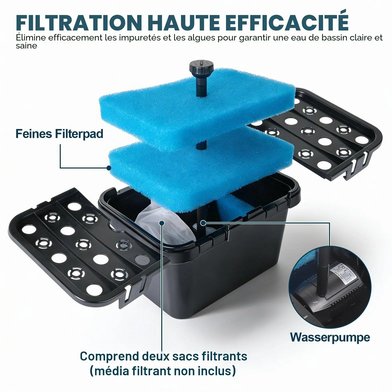 CPROSP Pompe Bassin Poisson Exterieur Solaire 390/H, Pompe à Eau Immergée pour Fontaine
