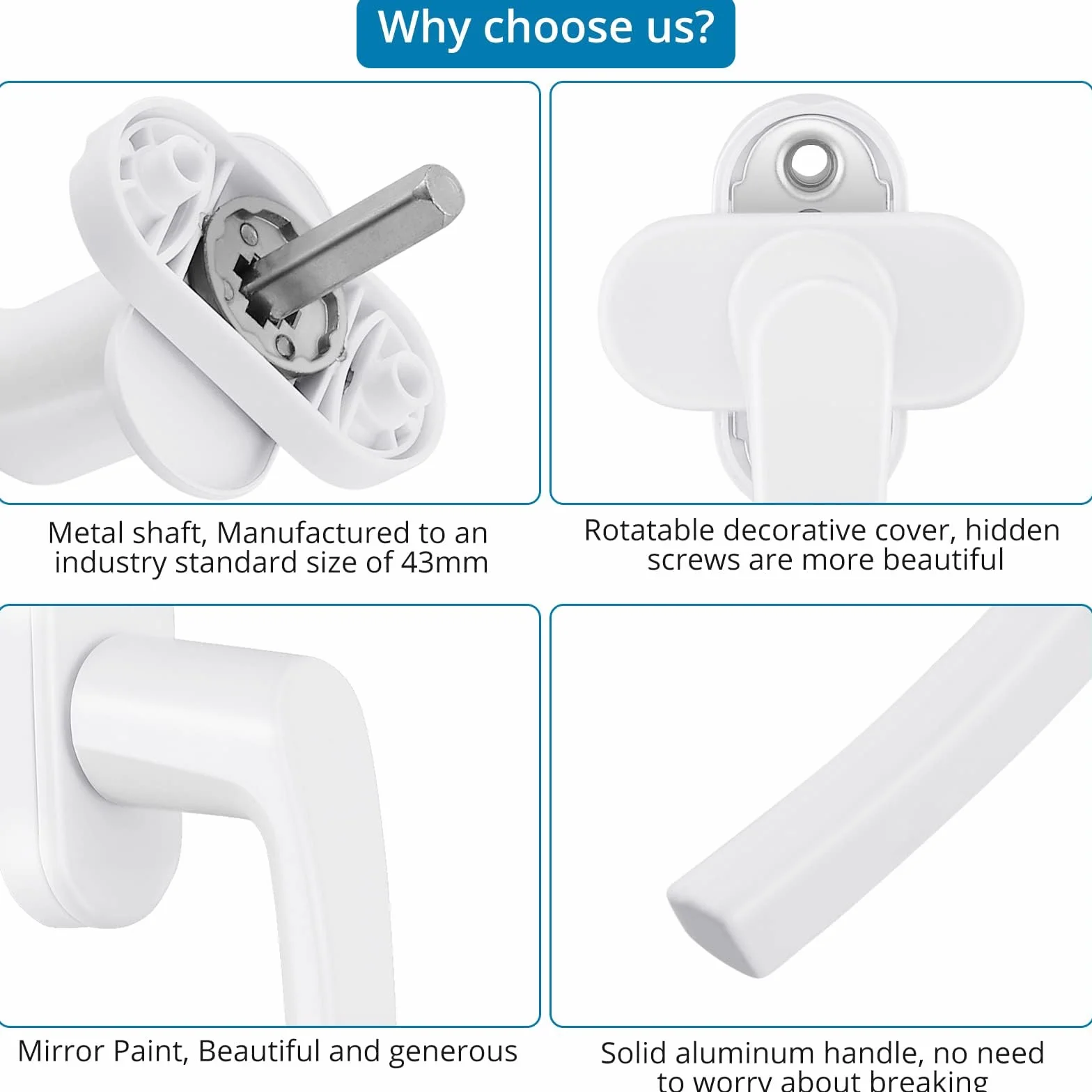 AUTOUTLET 2PCS Poignées de Fenêtre en Aluminium Blanc pour Porte de Balcon