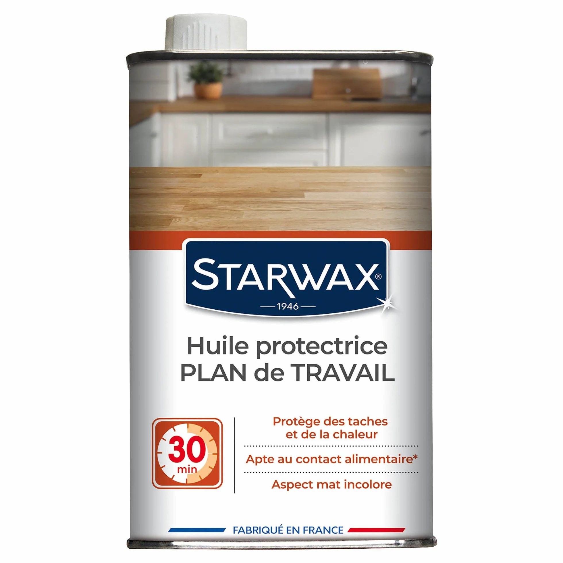 STARWAX Huile protectrice Plan de Travail 500ml mat incolore Apte au contact alimentaire