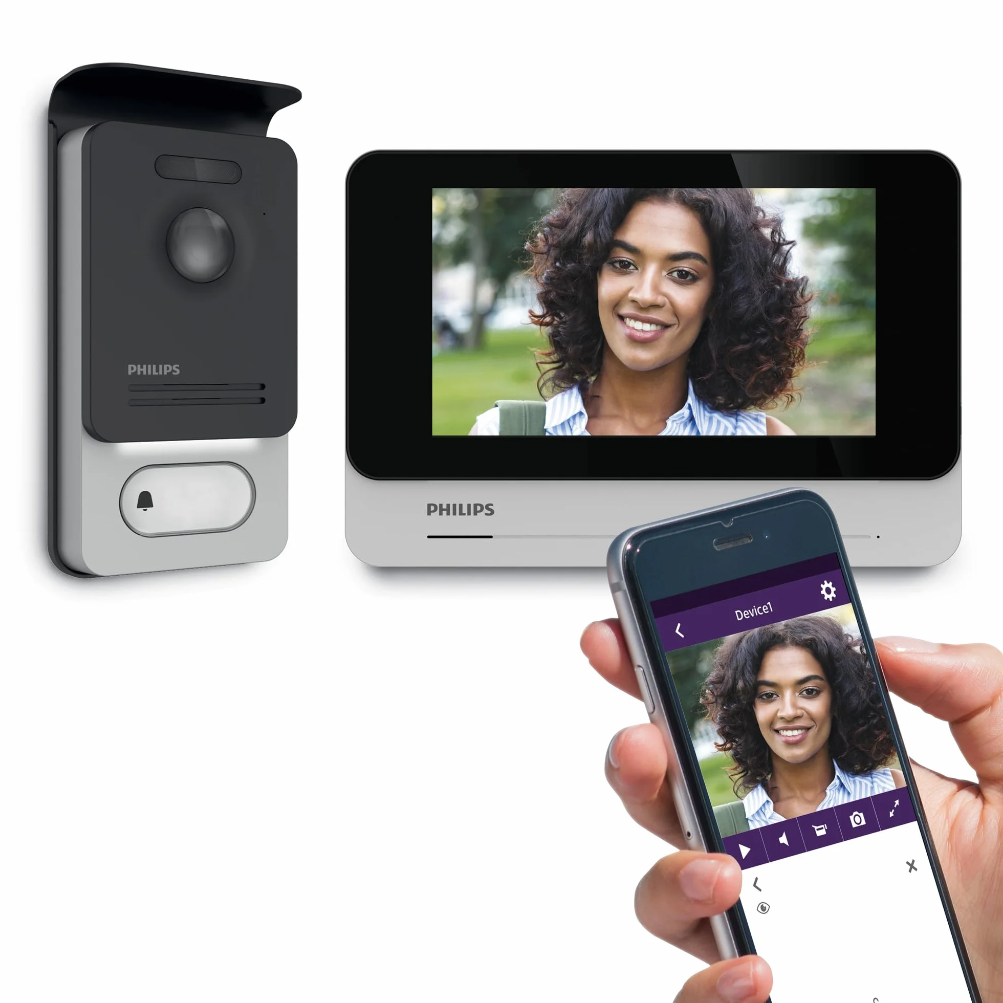 Philips WelcomeEye Connect 2 Visiophone Connecté Écran Tactile 7 Pouces Contrôle Application Smartphone Badges RFID Vision Nocturne 130 Degrés