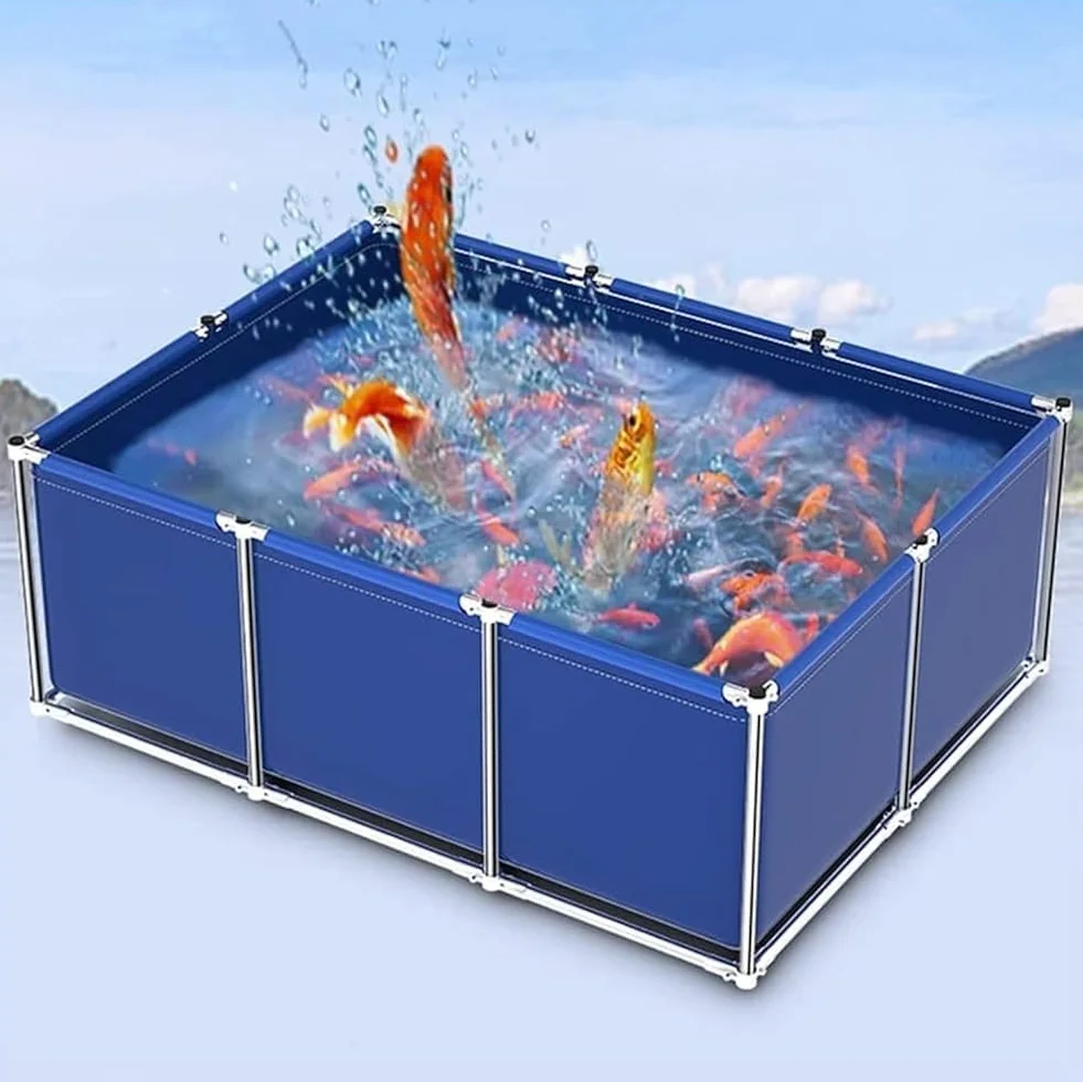 Bassin à poissons en toile avec support, grand réservoir d'eau, tissu résistant aux intempéries