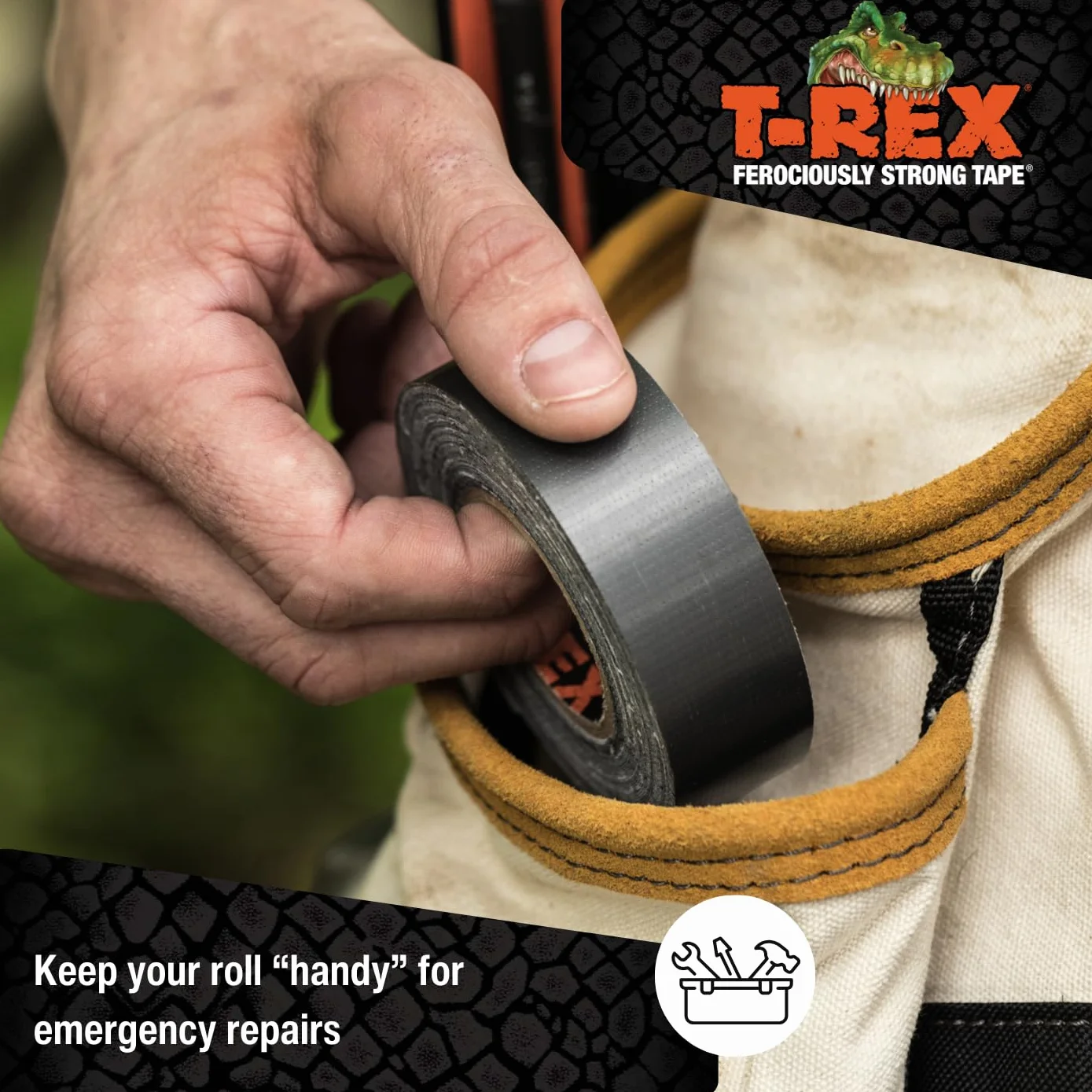 Ruban adhésif T Rex gris graphite imperméable 25 mm x 9,14 m haute résistance réparation