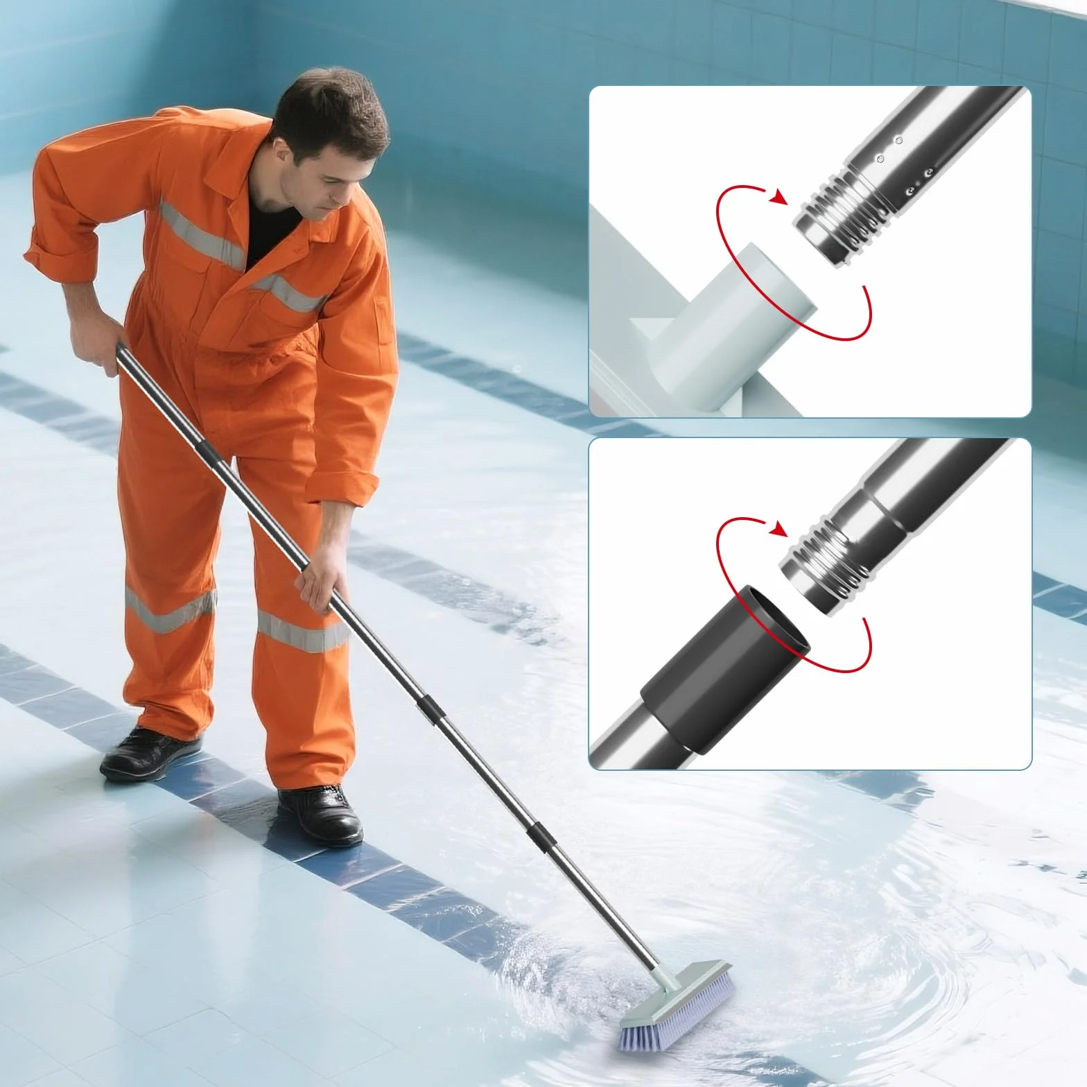 Épuisette de Nettoyage de Piscine 180 cm Mailles Fines Tige Aluminium 1,5 m 25 cm Profondeur