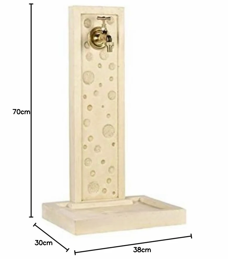 GRANDON Fontaine Murale Bubble, 70 cm de Hauteur, Ton Pierre, Pierre reconstituée