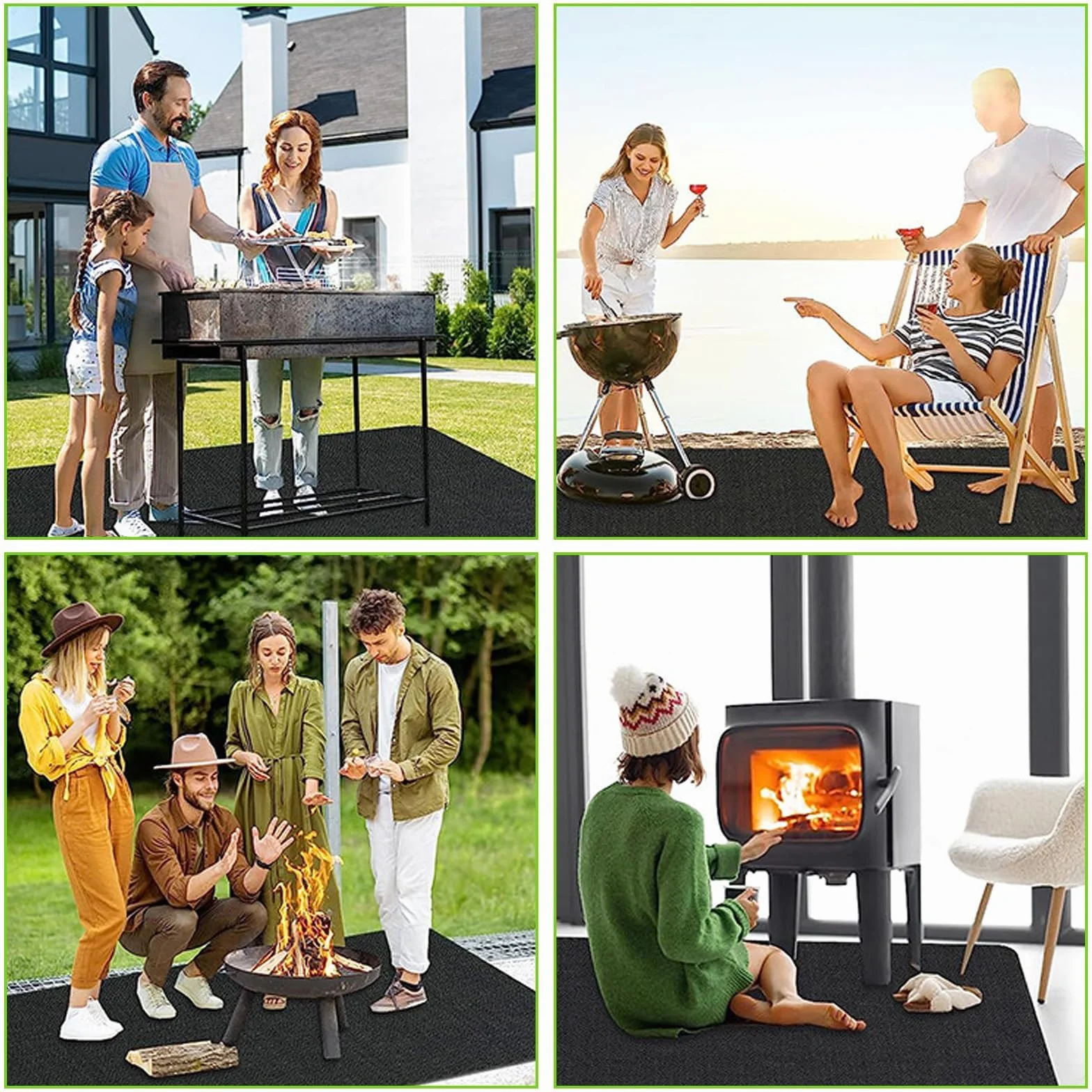 Tapis Ignifuge 120 x 100 cm pour Barbecue, Protection Thermique Réutilisable Sol