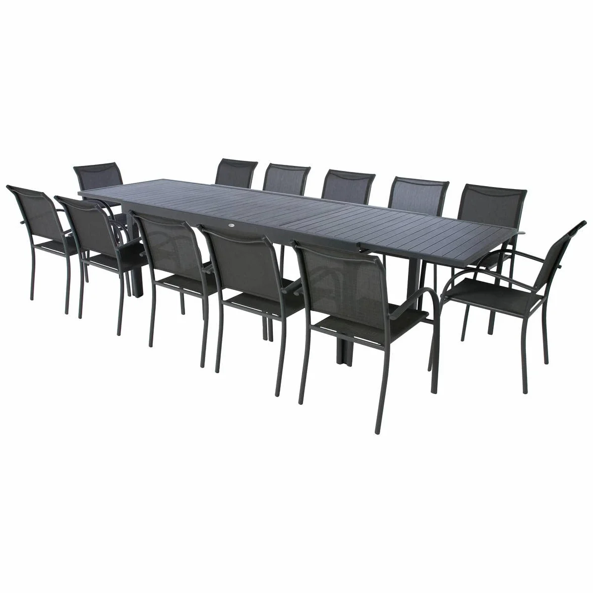 Table de Jardin Extensible Piazza Gris Graphite 12 Places Aluminium Antirouille