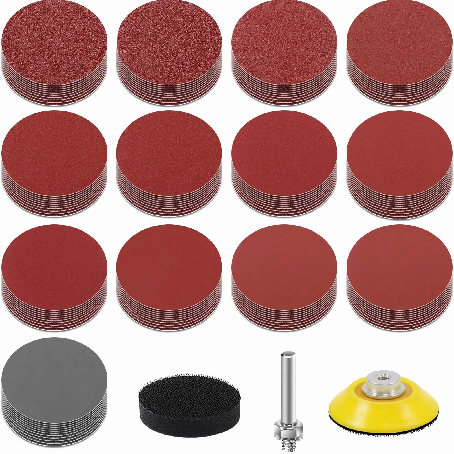 KONGMING 130 Pièces Disques Abrasifs 50mm Grain 80-3000 Kit de Ponçage 2 Pouces