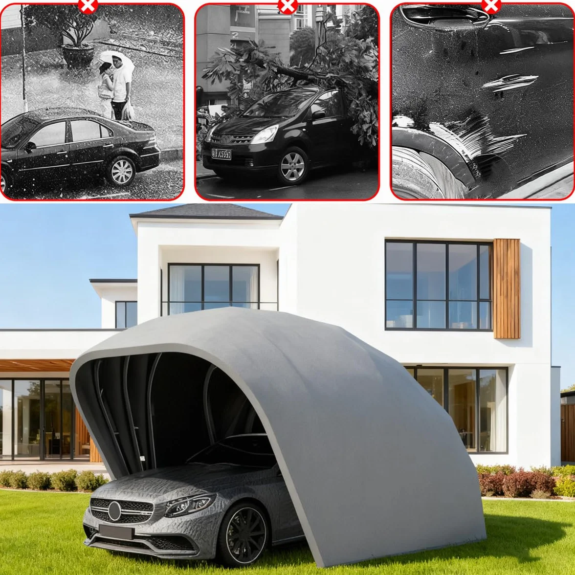 Carport pliable mobile en acier inoxydable, abris de voiture, auvent portable, résistant au vent et à la neige, convient pour les environnements extérieurs