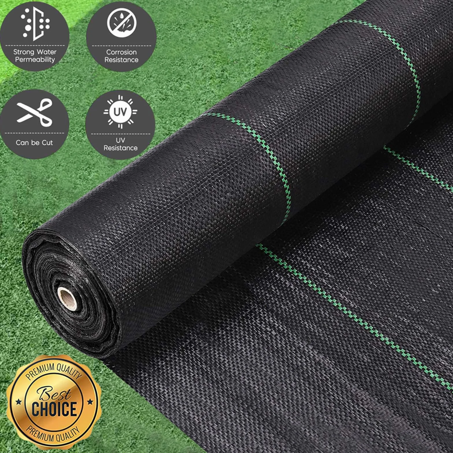 Dripex Toile de Paillage 3m x 25m 90g/㎡ Anti-UV Géotextile Perméable à l'eau Noir
