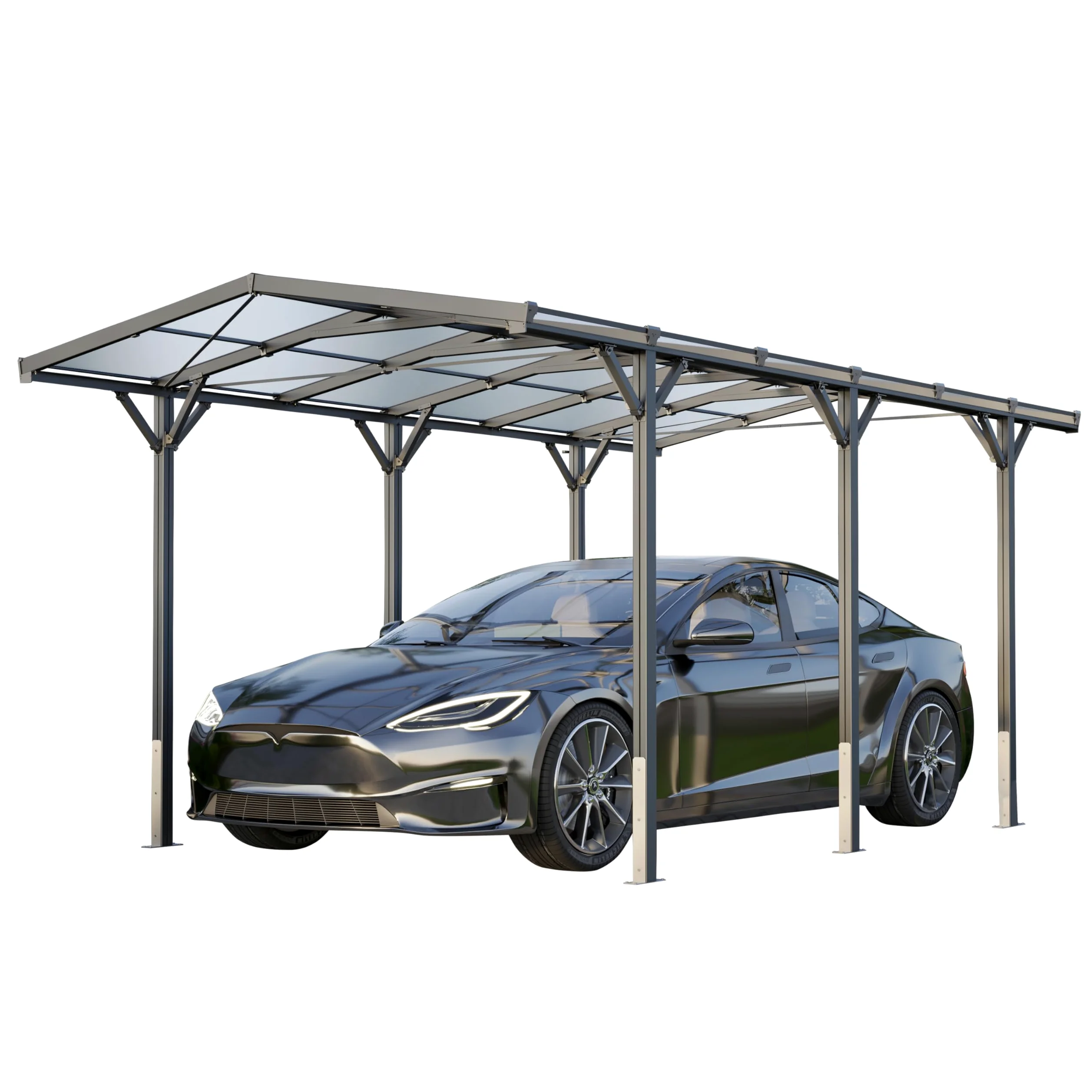 GFP Carport 2,85x5,05m Abri Voiture en Aluminium Anthracite Abri Individuel Voiture