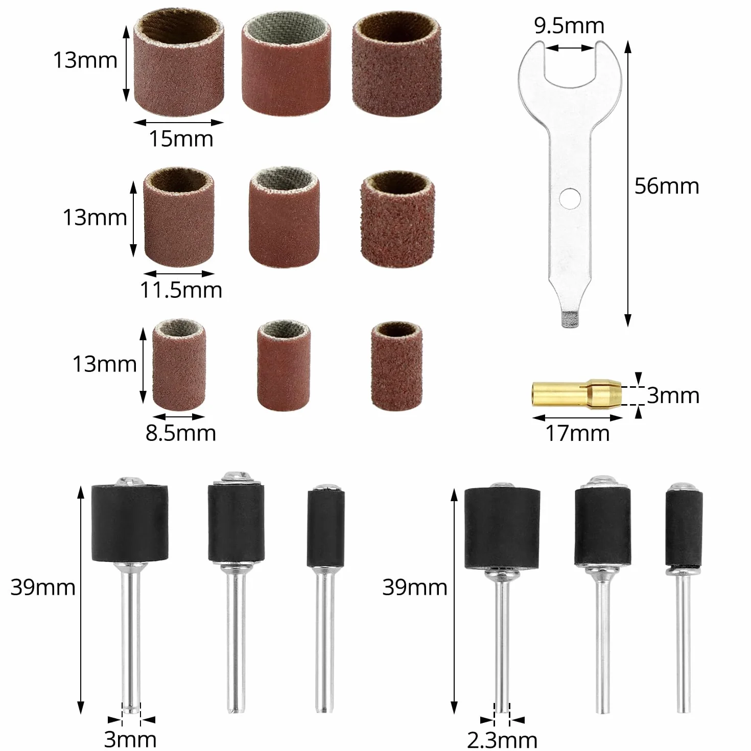 QWORK Ensemble de 531 Pièces de Tambours de Ponçage pour Outils Rotatifs, Multi-Grains 60-800