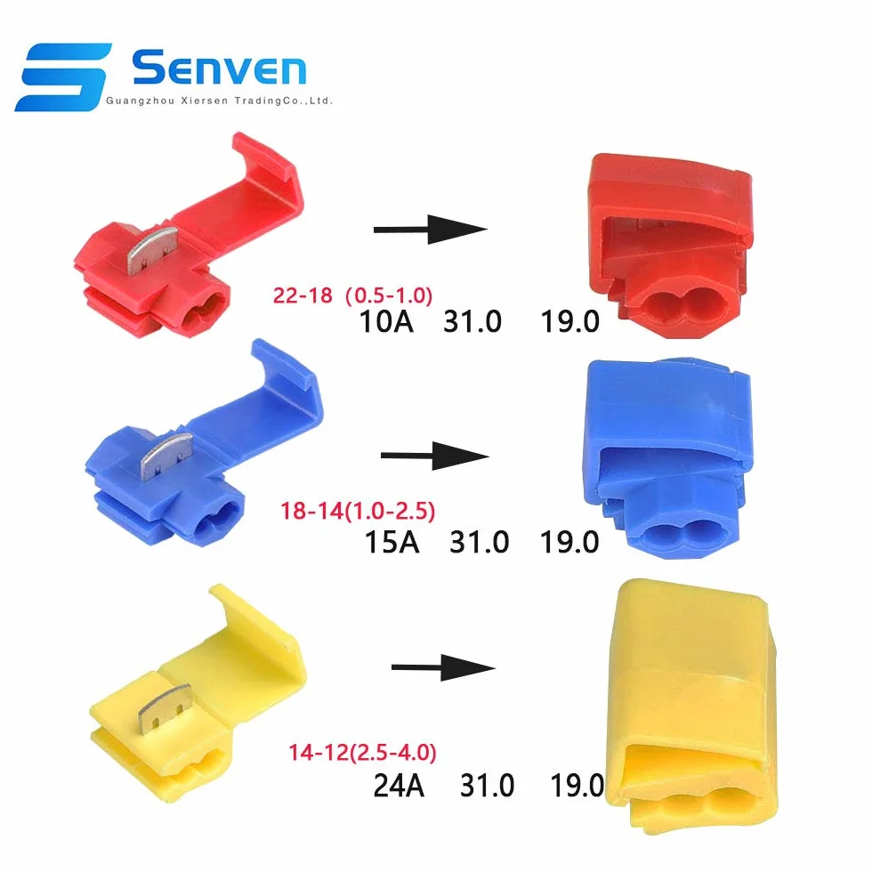 Connecteur Rapide de Fil de Verrouillage Écossais 50Pcs - Rouge Bleu Jaune