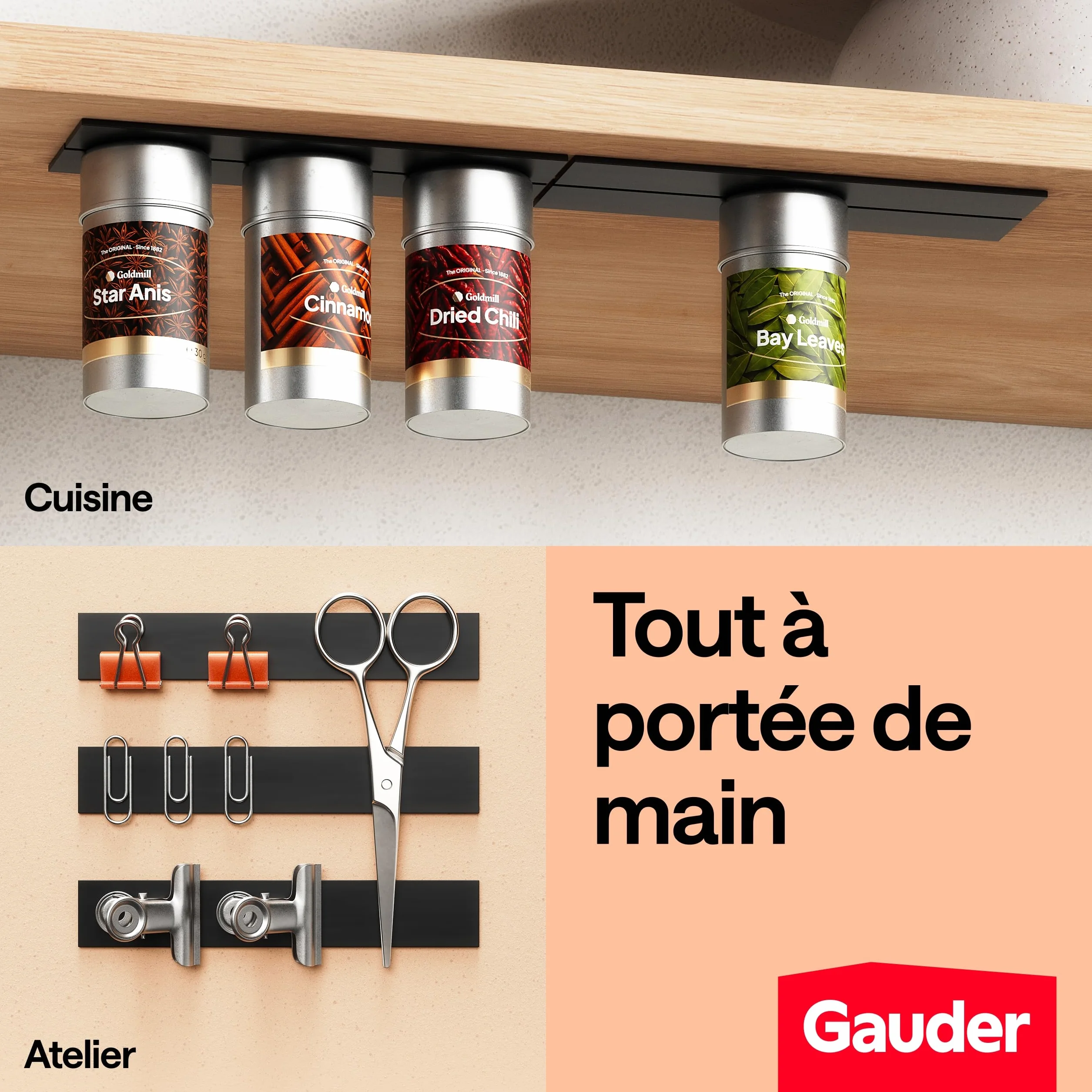 GAUDER Bandes Magnétiques Autocollantes 15 cm x 25 mm x 2 mm 10 Pièces