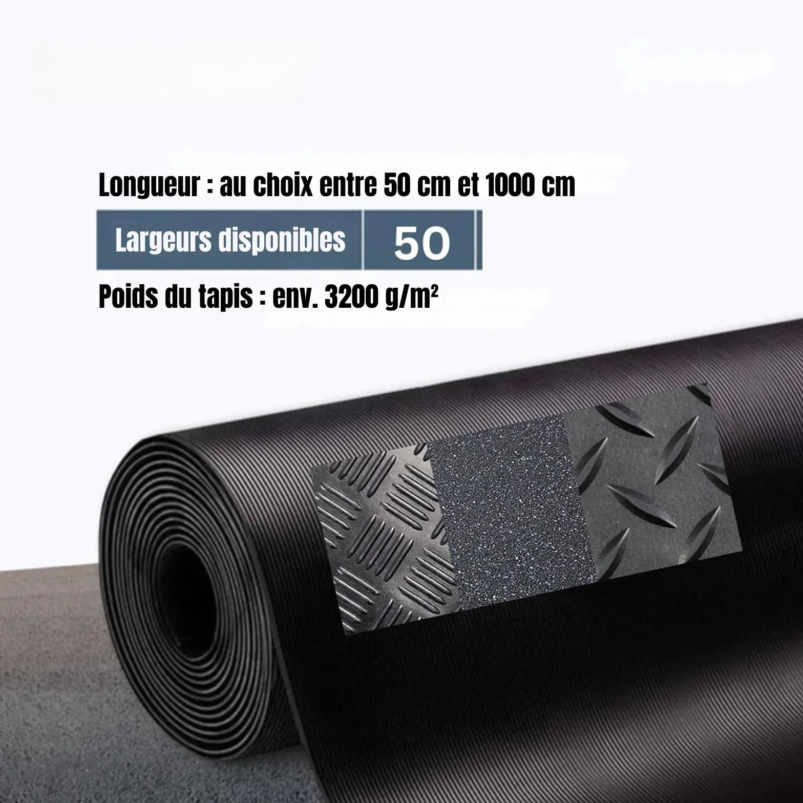 Tapis de Sol en Caoutchouc Antidérapant Imperméable Couvre-câbles 50 x 100 cm Noir