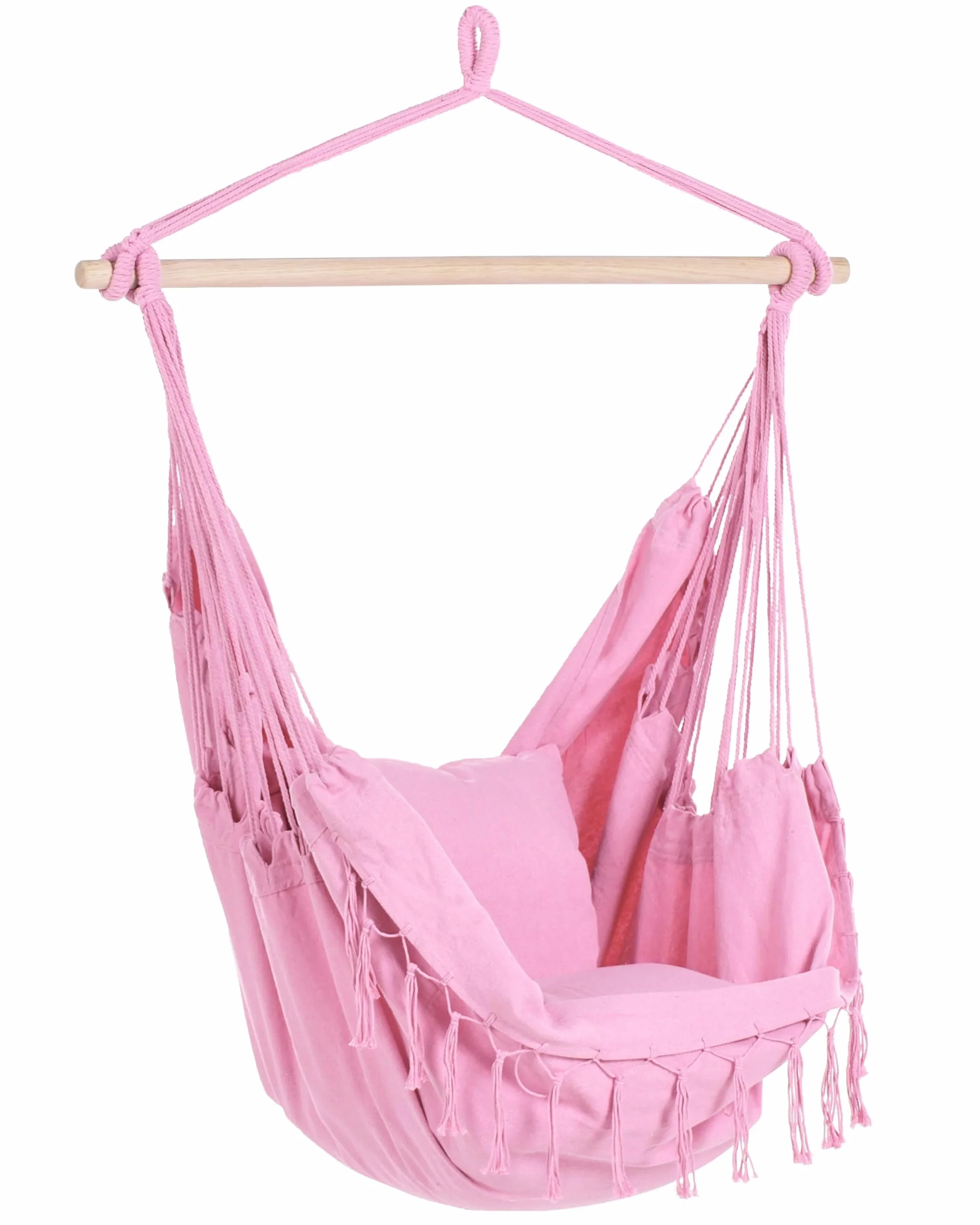Bonea Chaise Balançoire Hamac Suspendue Rose Coton