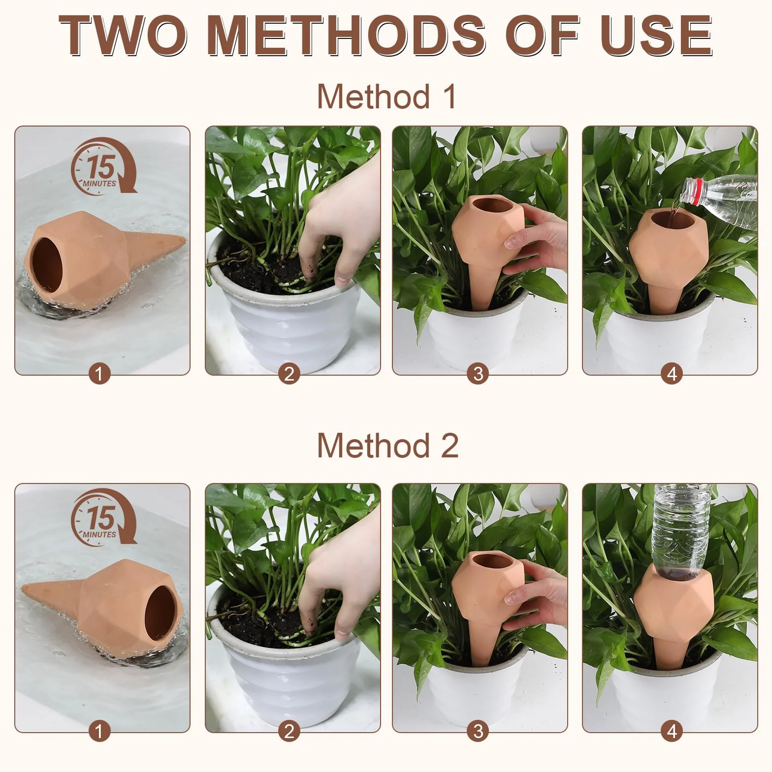 EXLECO Oyas Arrosage Automatique 8×366ml Cône Polygonal Olla pour Plantes Intérieur Jardin