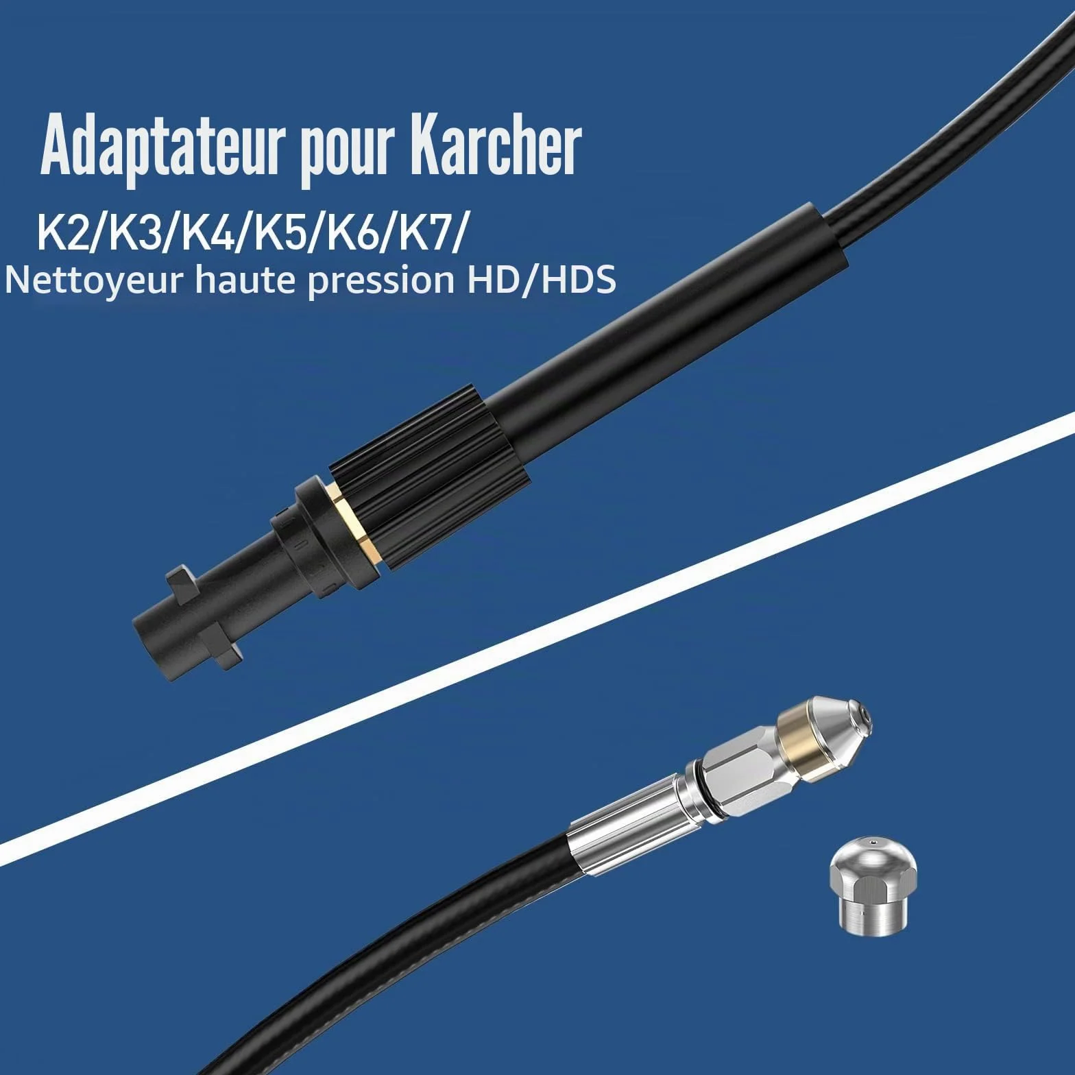 Tuyau Déboucheur Canalisation 15M 180Bar Kärcher K2-K7 HD HDs avec Buse Jet Rotatif Adaptateurs Lavor Parkside Bosch