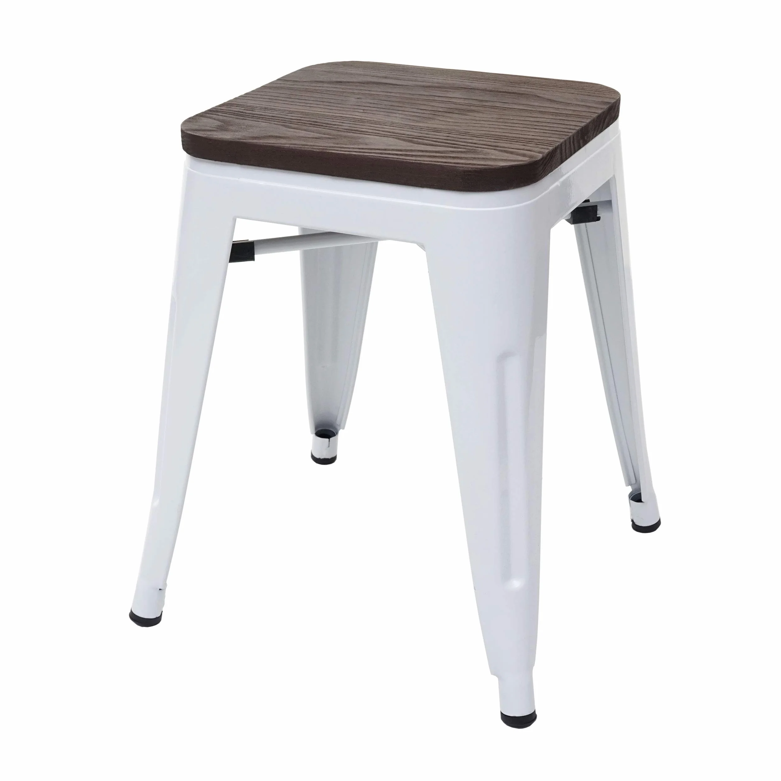 2X Tabouret HWC-A73, avec siège en Bois, métal, Style Industriel - Blanc