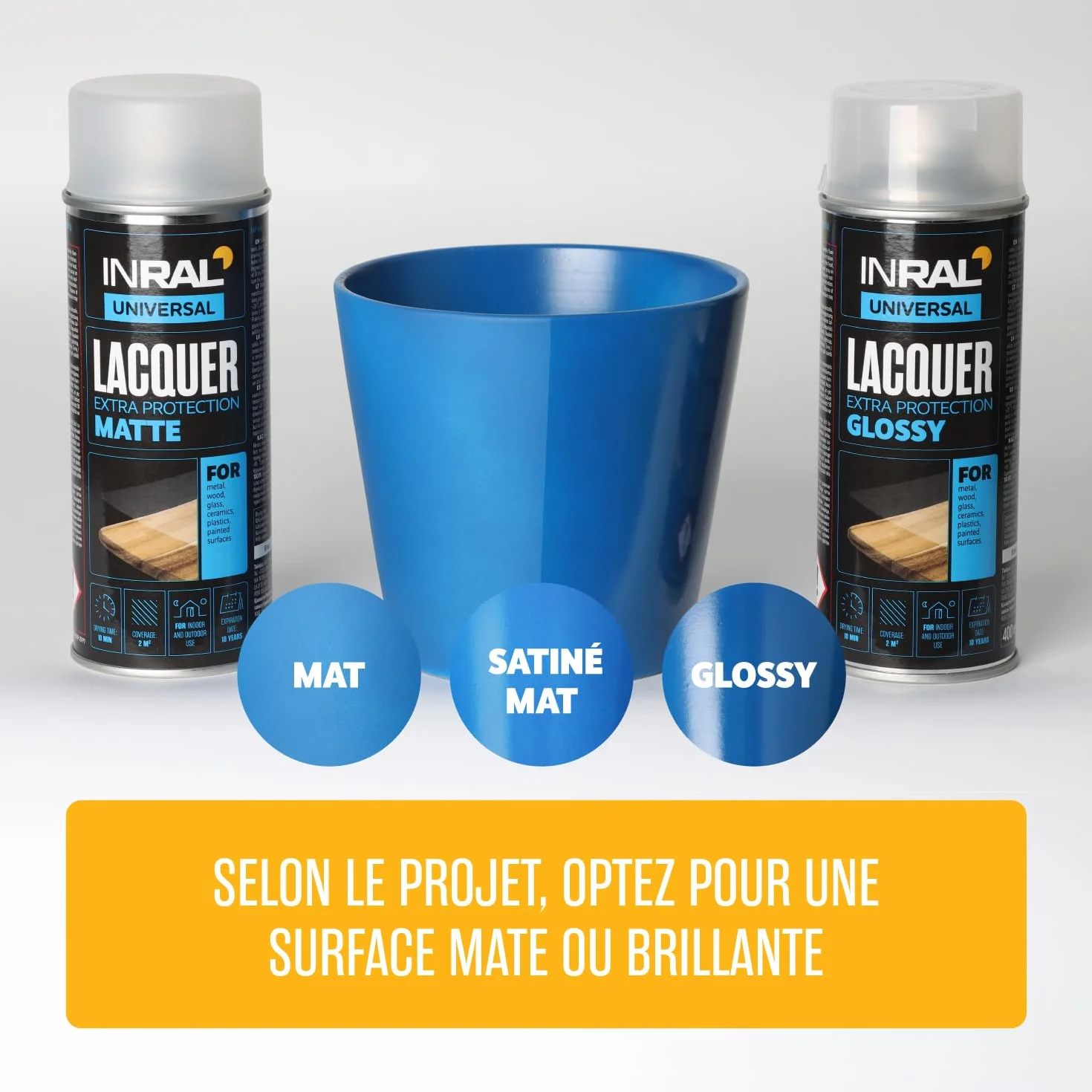 Vernis acrylique en spray transparent satiné résistant à l'eau chaleur rayures UV