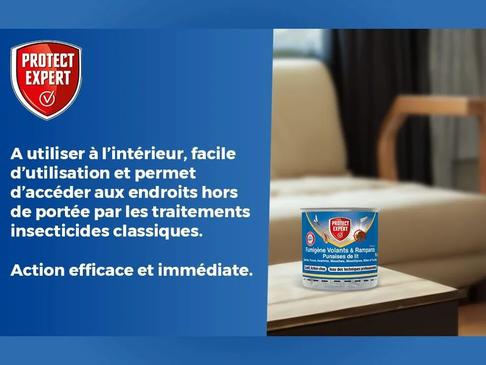 PROTECT EXPERT Lot de 2 Fumigènes Anti-Punaise De Lit 10g - Élimine Larves Punaises Acariens Action Choc