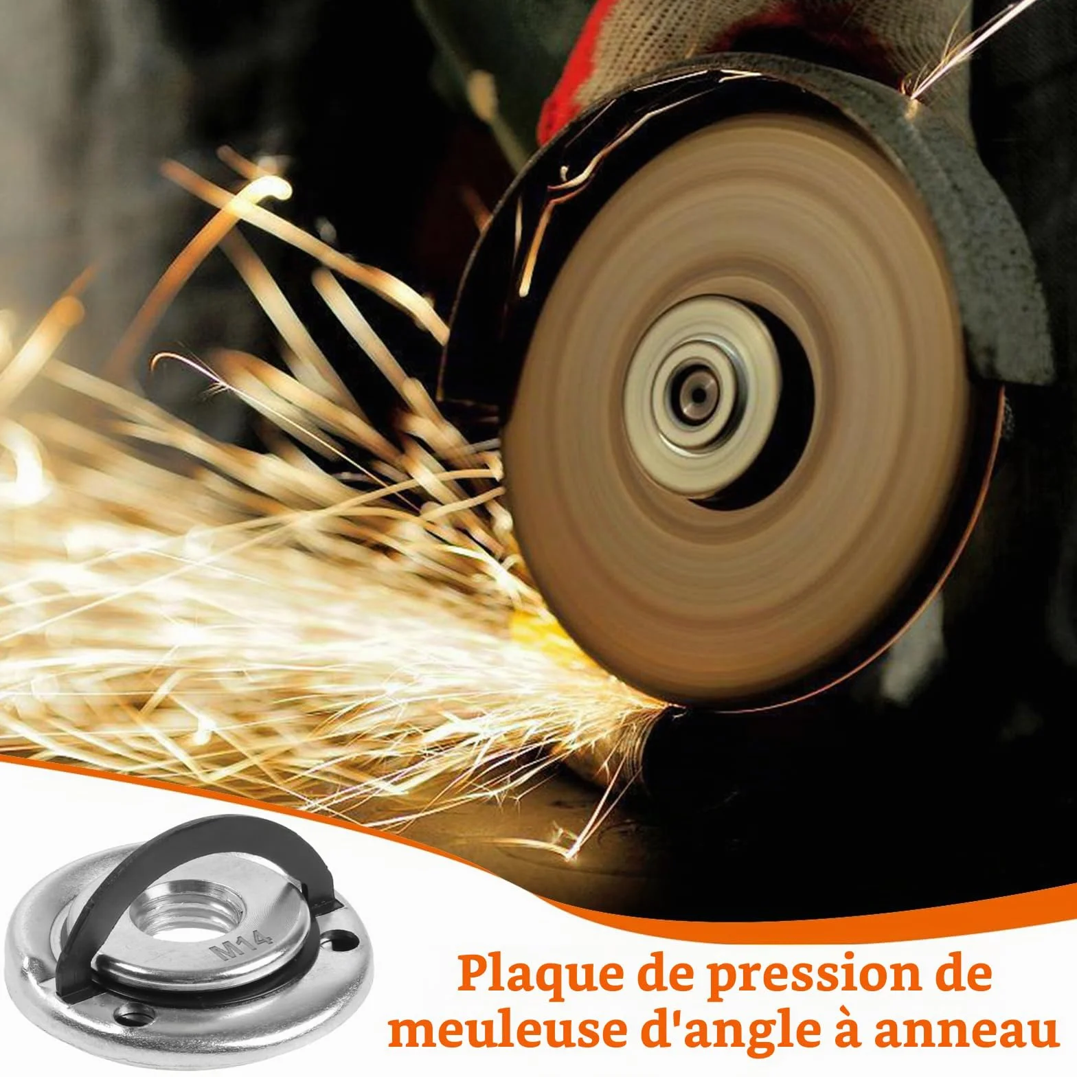 Lot de 6 accessoires pour meuleuse d'angle 125 mm, écrou de serrage rapide M14 avec clé Flex