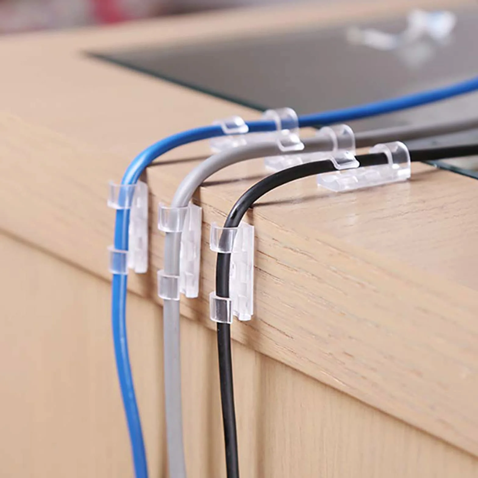 Clips Câble Adhésif 20 Pièces Transparent Rangement Câbles Maison Bureau