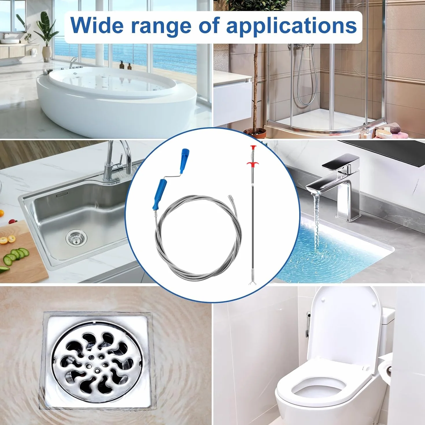 Furet Déboucheur Canalisation Professionnel Lot de 2 3m 0,6m Pour WC Evier