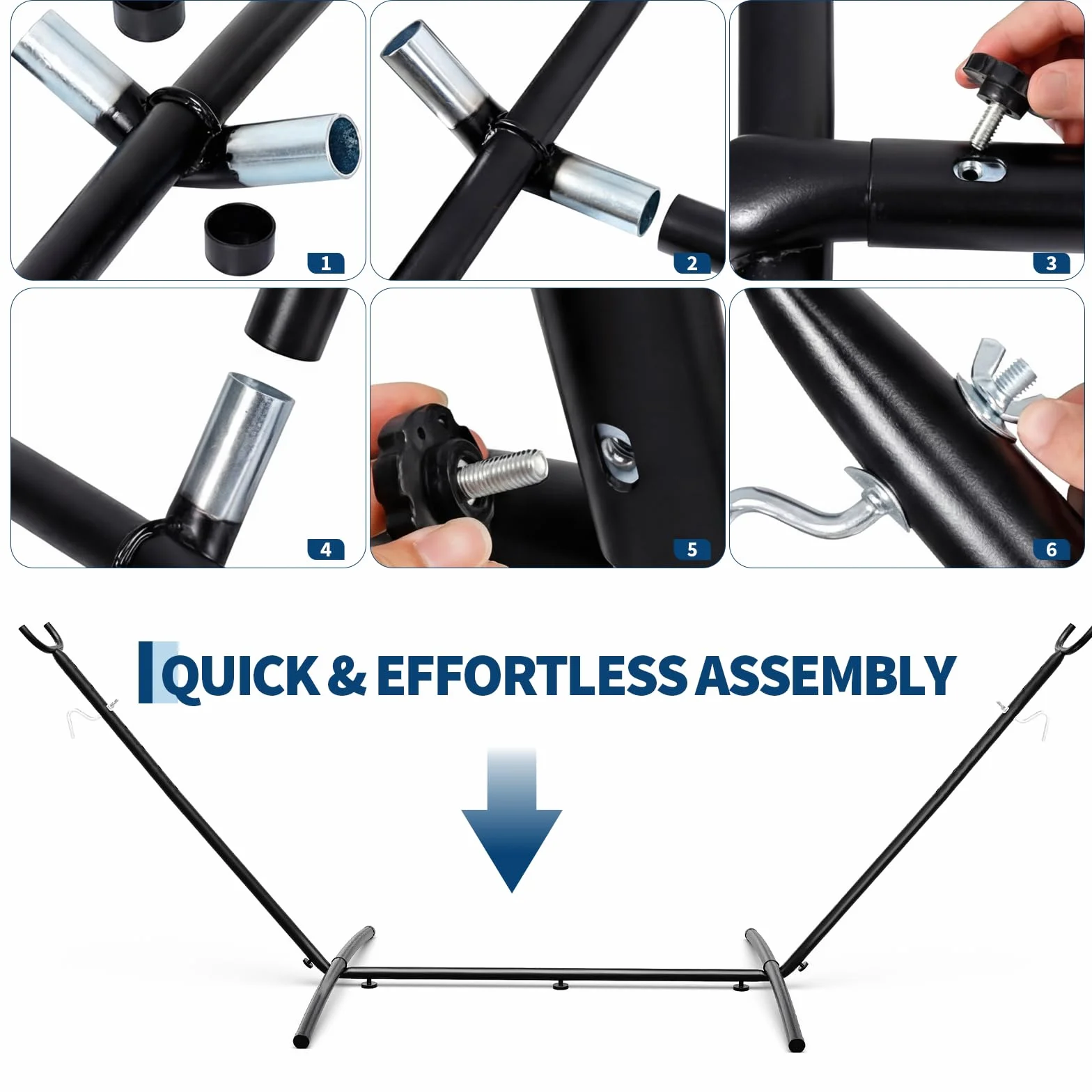 Support de hamac portable 2,7 m, acier robuste avec sac de transport