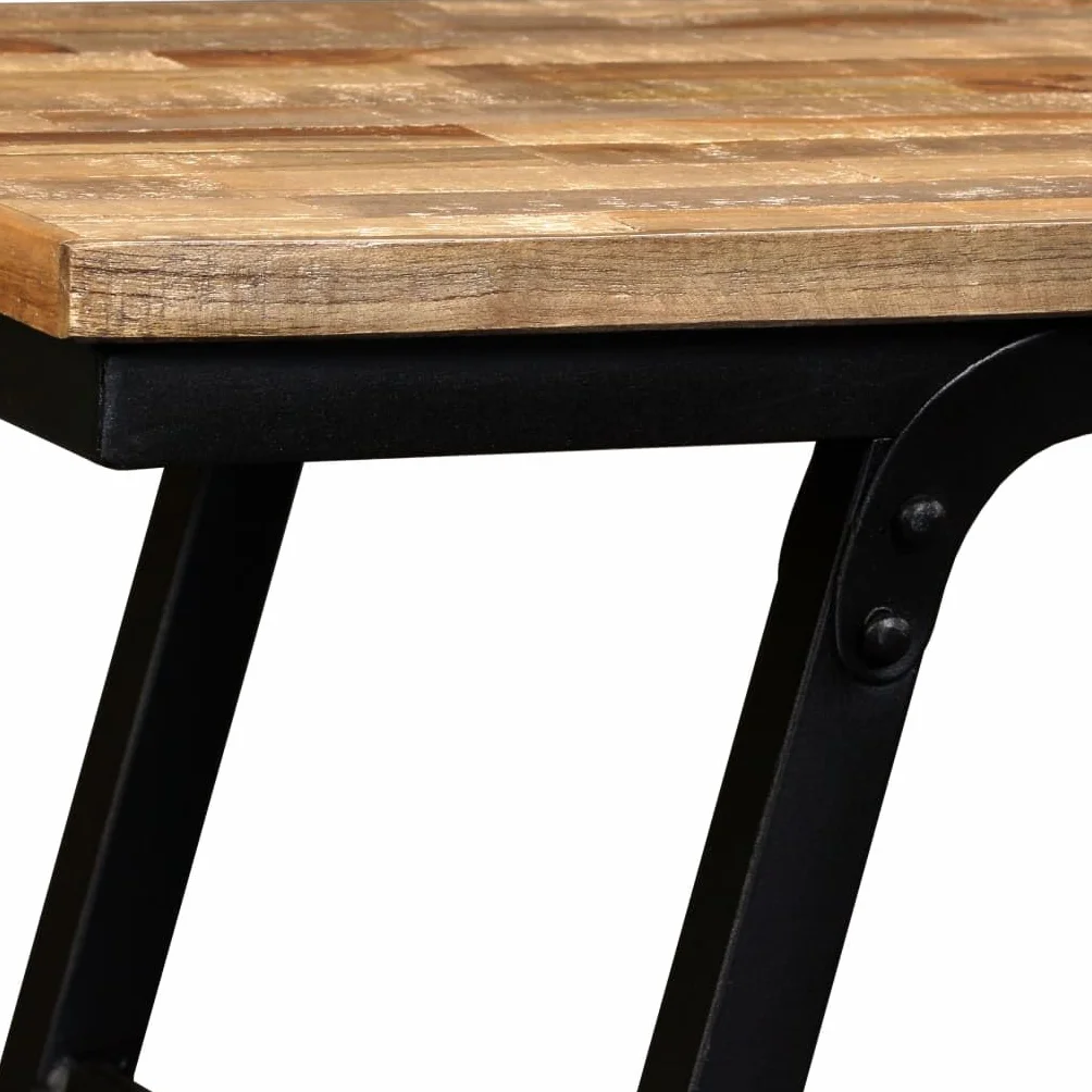 Banc Teck de récupération et acier 160 x 35 x 45 cm