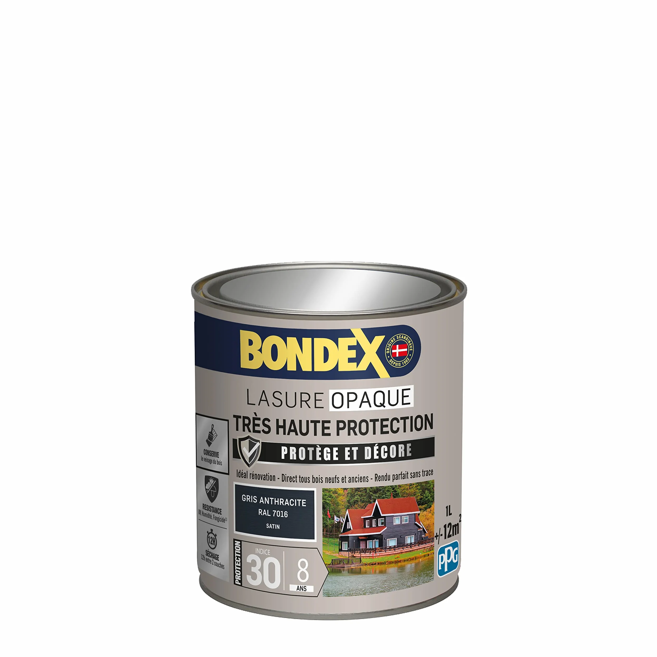 BONDEX Lasure Opaque Très Haute Protection 1 L Gris Anthracite RAL 7016