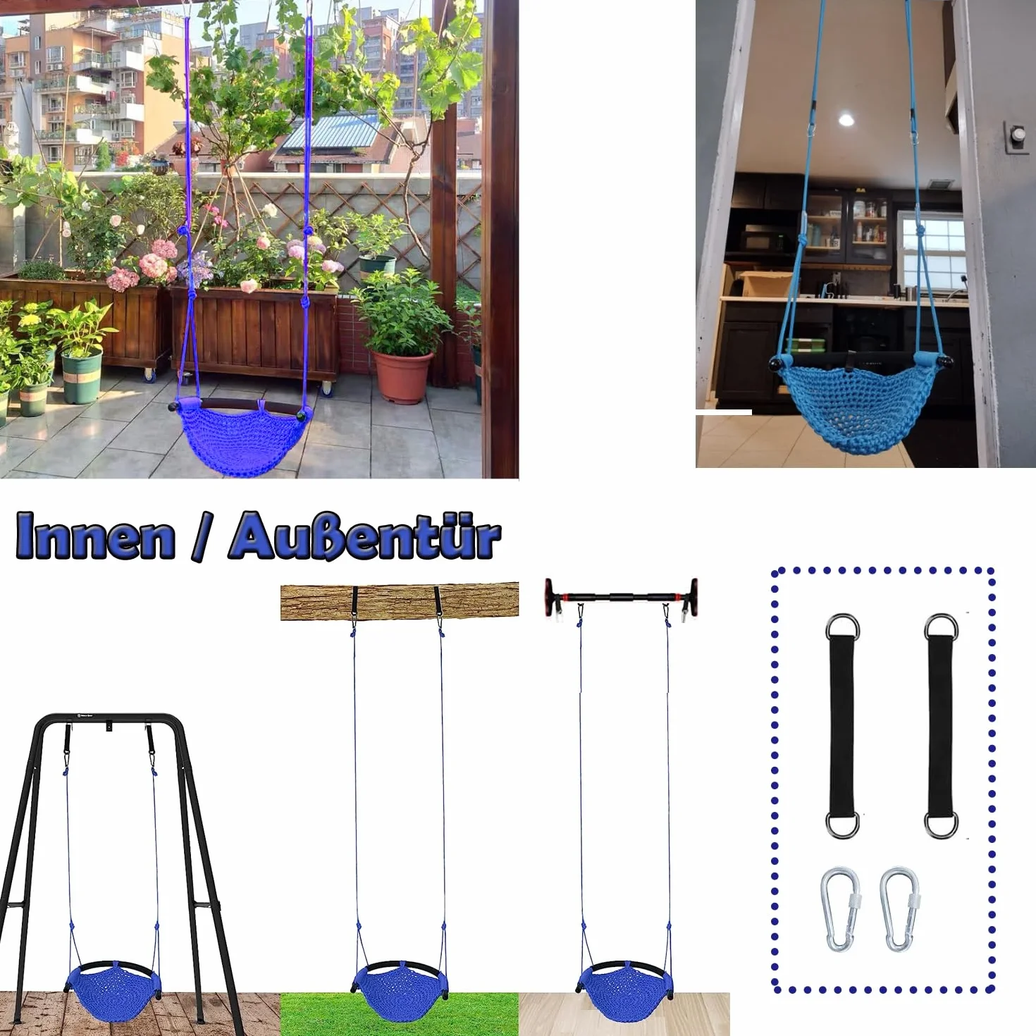 Balançoire pour Enfants Fauteuil Suspendu Intérieur Extérieur
