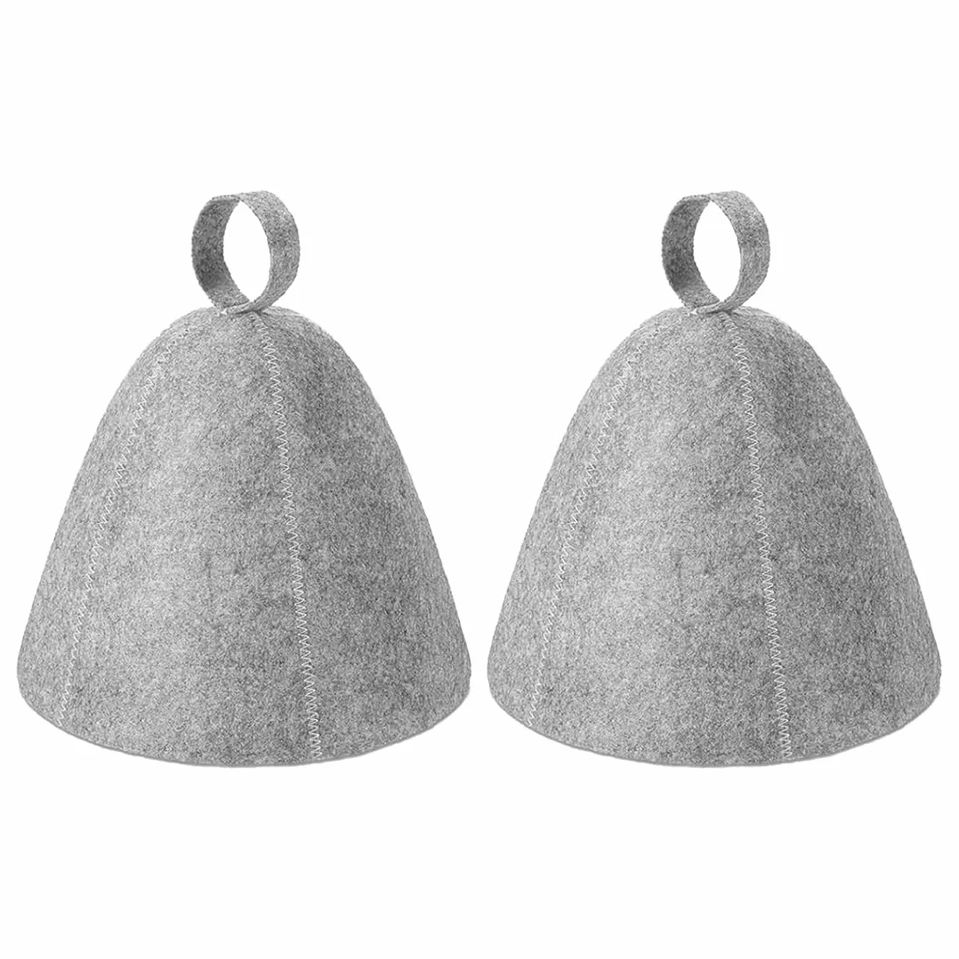 Bonnets de sauna en feutre absorbant - Accessoire de sauna pour homme et femme - Protection de la tête (gris)