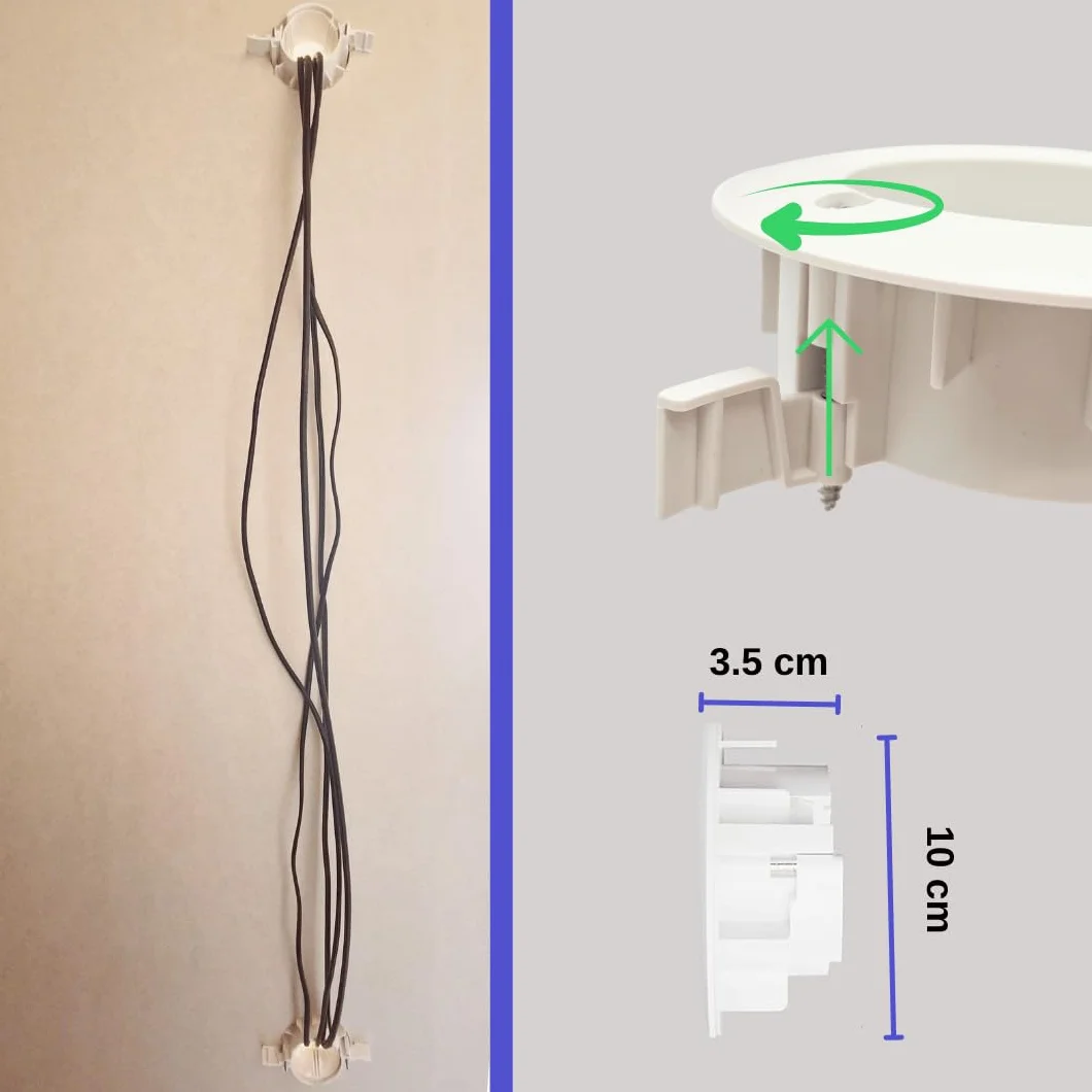Cache-câble TV Mural Rond Blanc Good Nook Kit Cable Management avec Scie-Cloche
