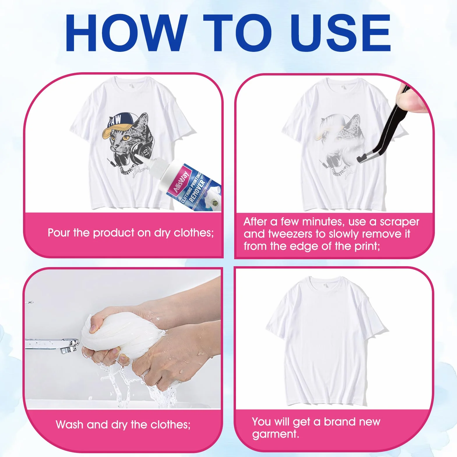 Liquide Dissolvant Encre DTF, Solution D'Impression Textile, DTF Print Remover, Élimination Rapide Taches Sans Abîmer Vêtements
