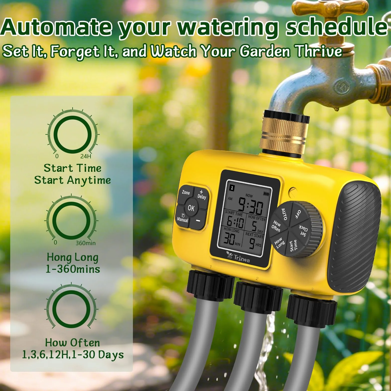 Programmateur Arrosage Automatique 3 Sorties IP55 Jardin