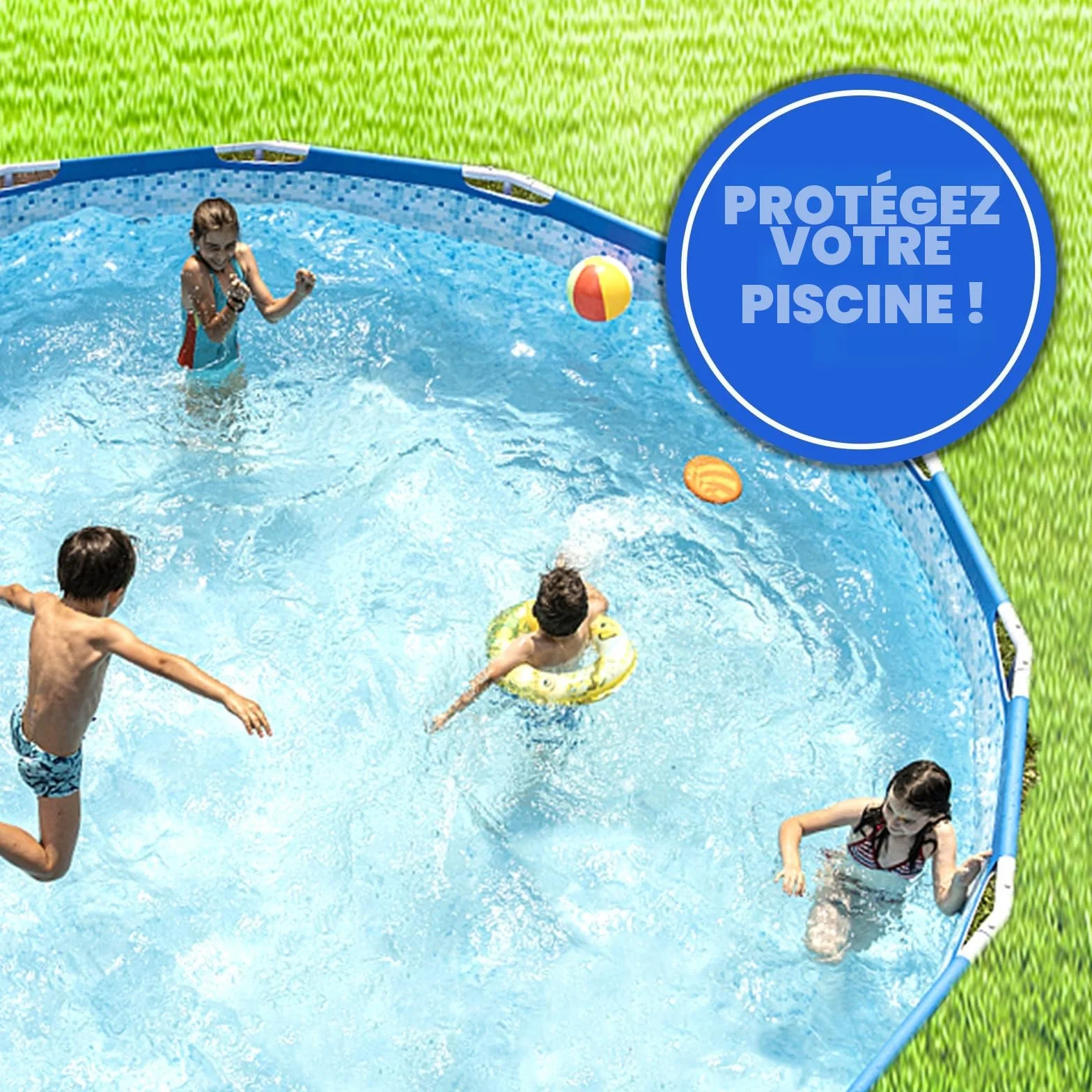 Fox Bunny Support de Tuyau de Piscine pour Piscines Hors Sol, 26-38mm, Compatible Intex Bestway, Bleu