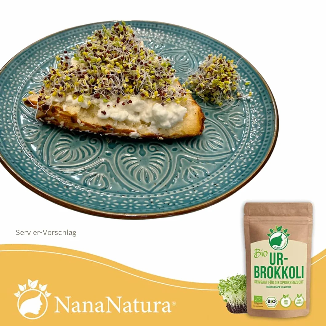 NanaNatura's Graines à Germer Bio | pour la Culture de Pousses | avec un taux de germination supérieur | Microgreens (Brocoli Bio, 600g)