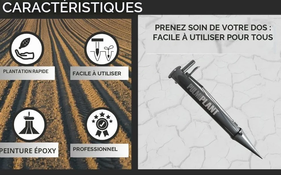 Kamikaze Plantoir Manuel Bulbes et Légumes Double Poignée avec Mécanisme de Dégagement Automatique. Planteur Facile à Utiliser. Acier Ultra Robuste et Léger avec Peinture EPOXY Résistante au Soleil