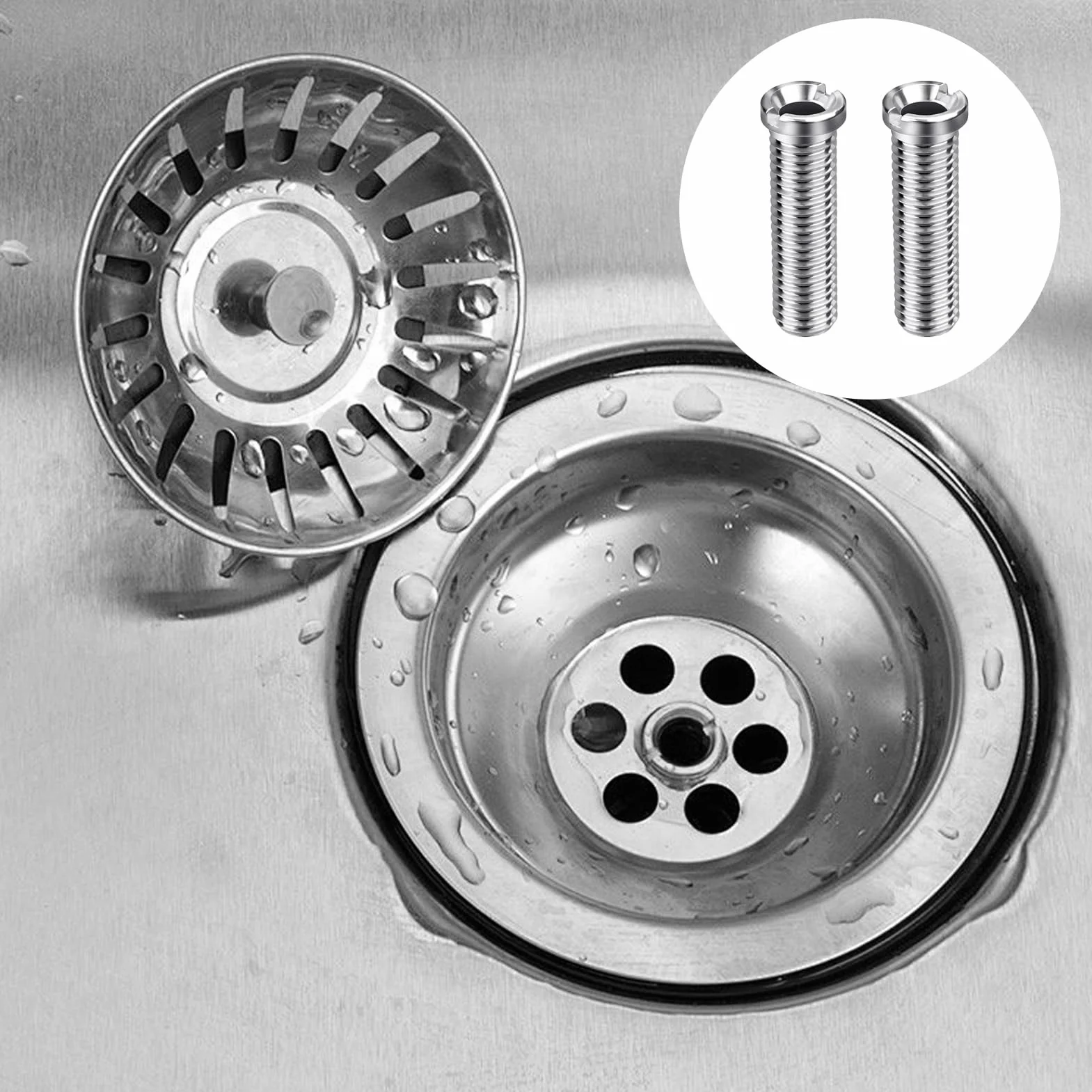 Vis Creuse Acier Inoxydable M12×35mm, Vis de Panier d'Évier, Accessoires pour Évier de Cuisine (Argent)