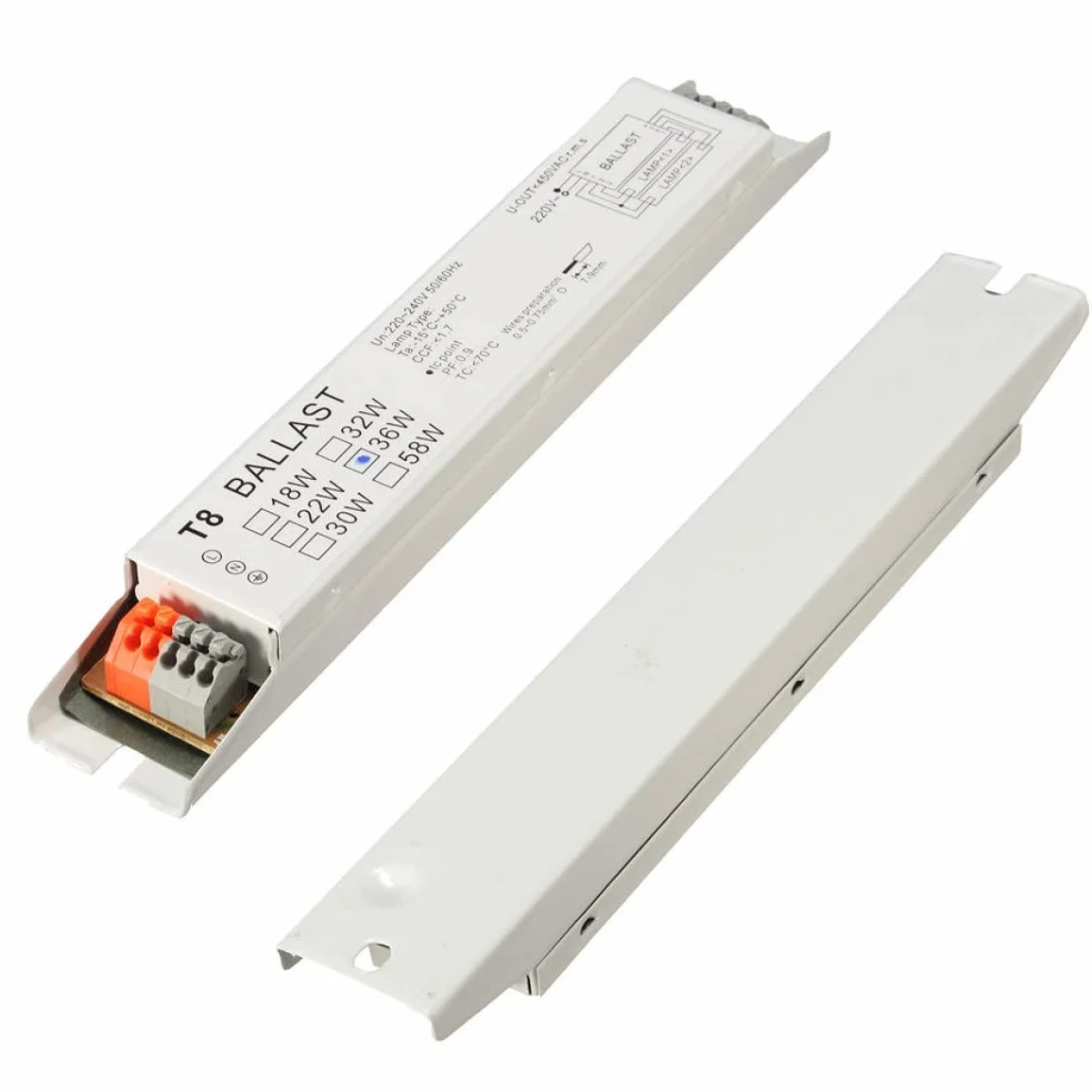 Ballast électronique T8 2x36W Tension large pour lumière fluorescente