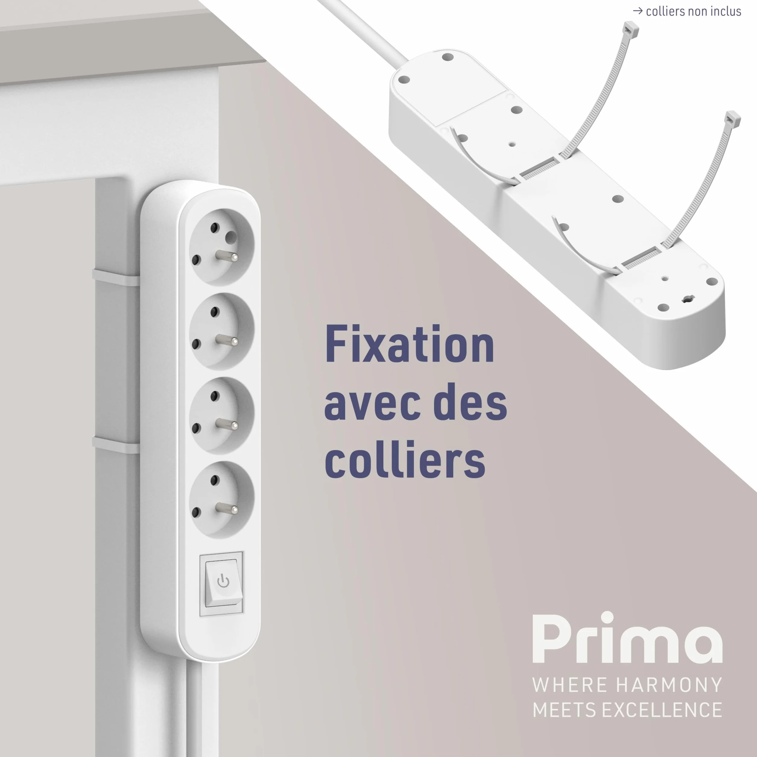 Electraline Bloc 4 prises avec interrupteur 1,5 m Blanc