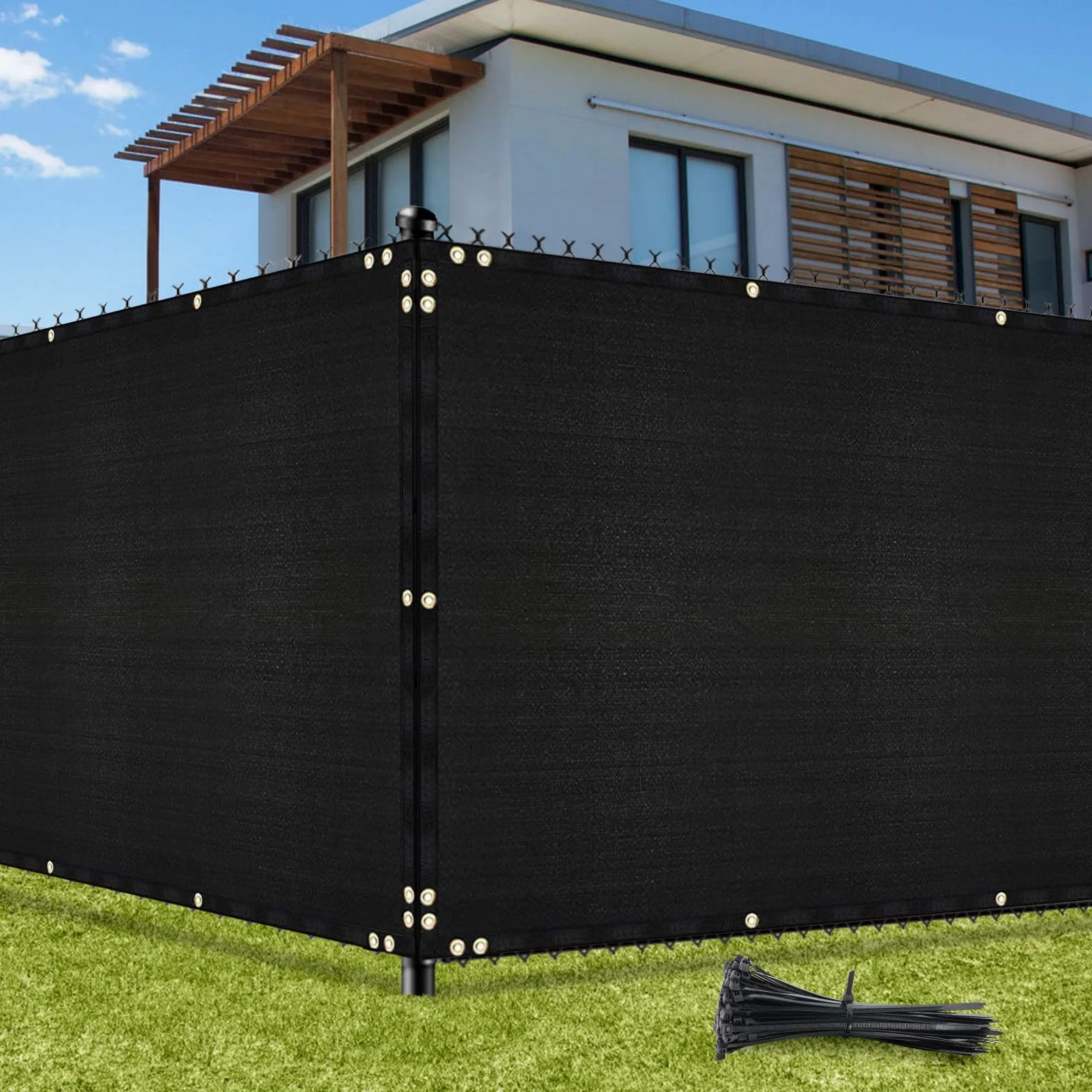 Brise vue Vert Jardin Cloture 1,82m x 15,24m 170g/m² HDPE Toile Anti-UV Avec Fixation Liens