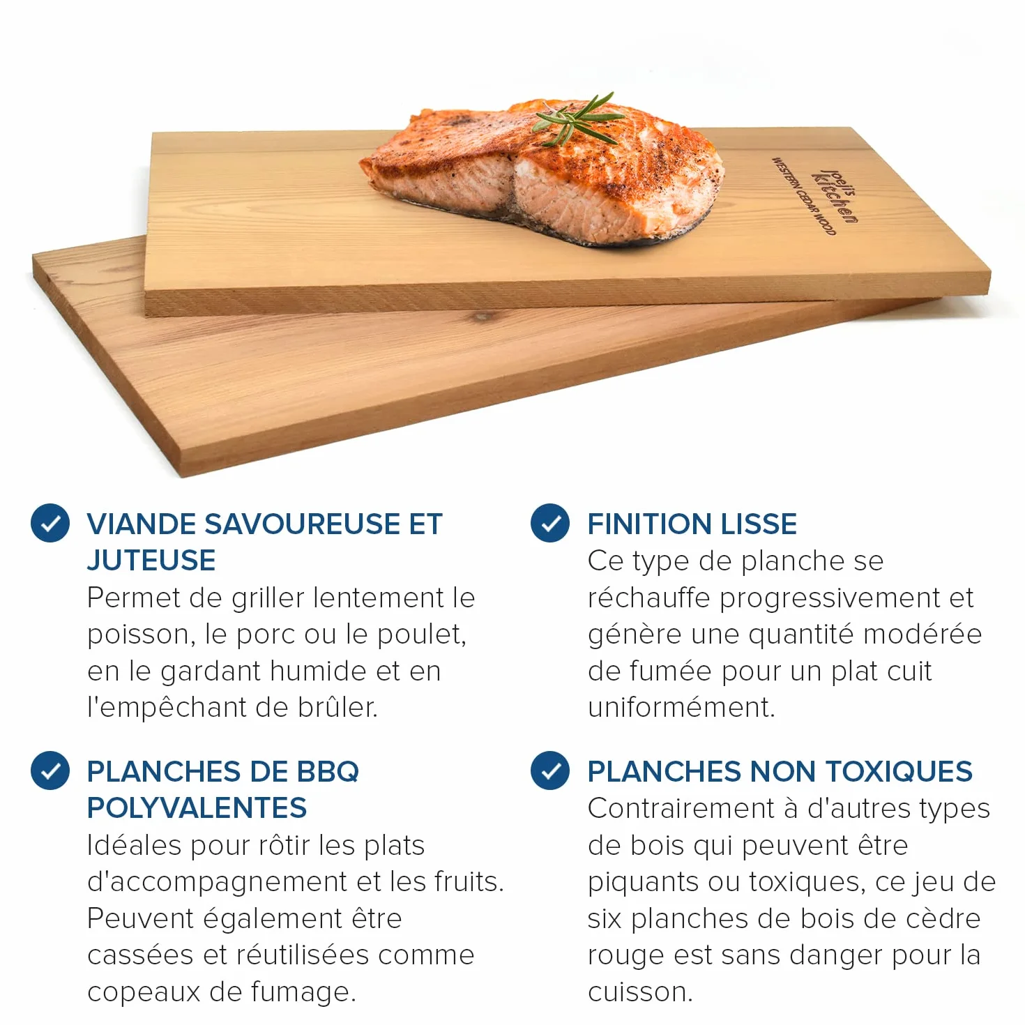 Joejis 6 Planches à Fumer pour Fumoir Viande et Poisson XXL - 30 x 15 x 1 cm - Planches Grillade pour Barbecues et Fumoirs - Planches BBQ en Cèdre Bois et fumoir - Bois de Fumage - 100% Naturel