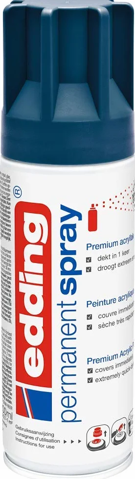 edding 5200 Permanent Spray 200 ml Acrylic Paint Midnight Matt for Glass Metal Wood Ceramic Plastic Canvas