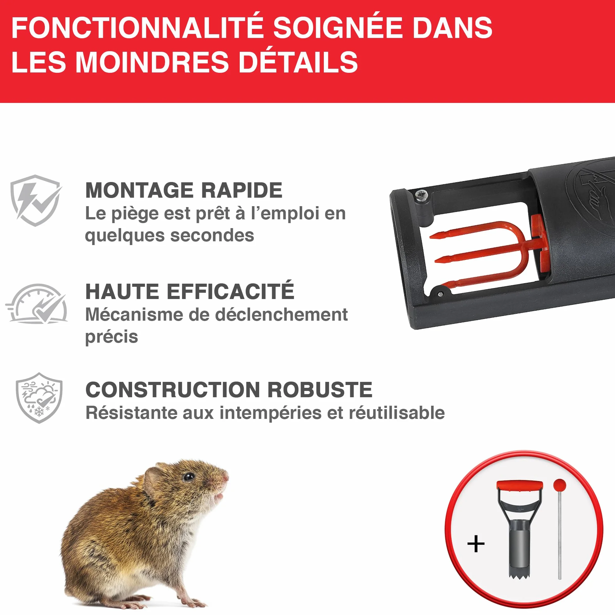 SWISSINNO Piège à campagnols Pro SuperCat 2X Pièges + Accessoires Mécanisme breveté Réutilisable