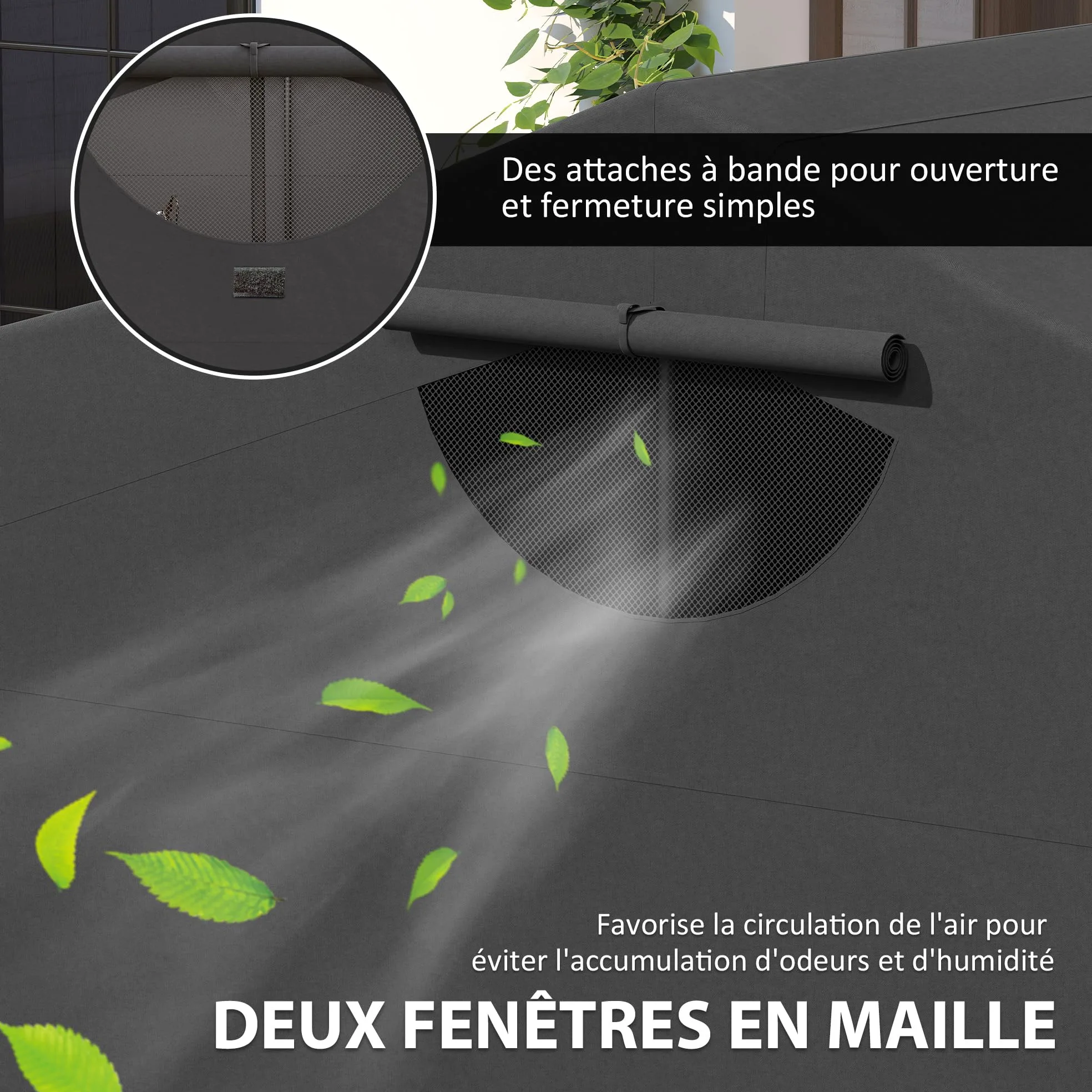 Outsunny Abri de Moto extérieur Tente à Moto Pliable de 345 x 135 x 191 cm avec Housse de Protection en Tissu Oxford, imperméable Anti-UV, 2 fenêtres enroulables, Rangement Garage extérieur, Noir