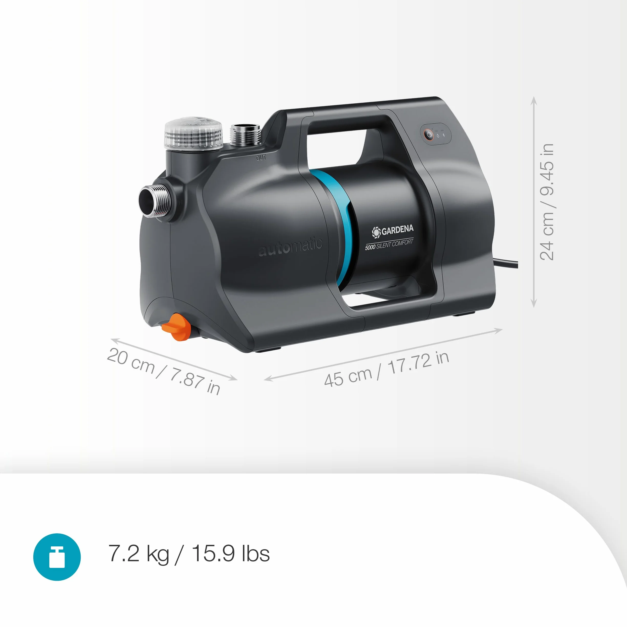 Gardena Pompe automatique 5000 SilentComfort 36% consommation d'énergie en moins Technologie silencieuse 9072-20
