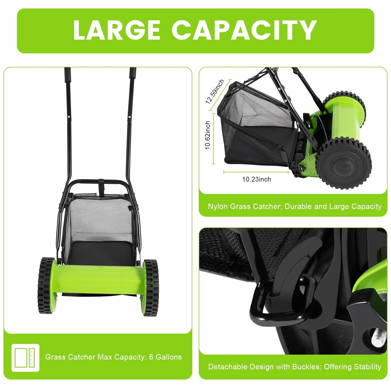 Tondeuse à gazon manuelle 5 lames acier manganèse 30 cm panier 23 l hélicoïdale silencieuse sans électricité