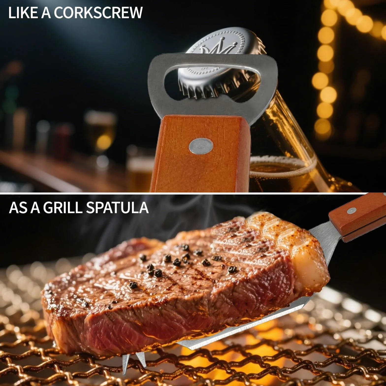 Barbecue Spatule Acier Inoxydable Set 41.5x8cm INOX Ustensiles Professionnel