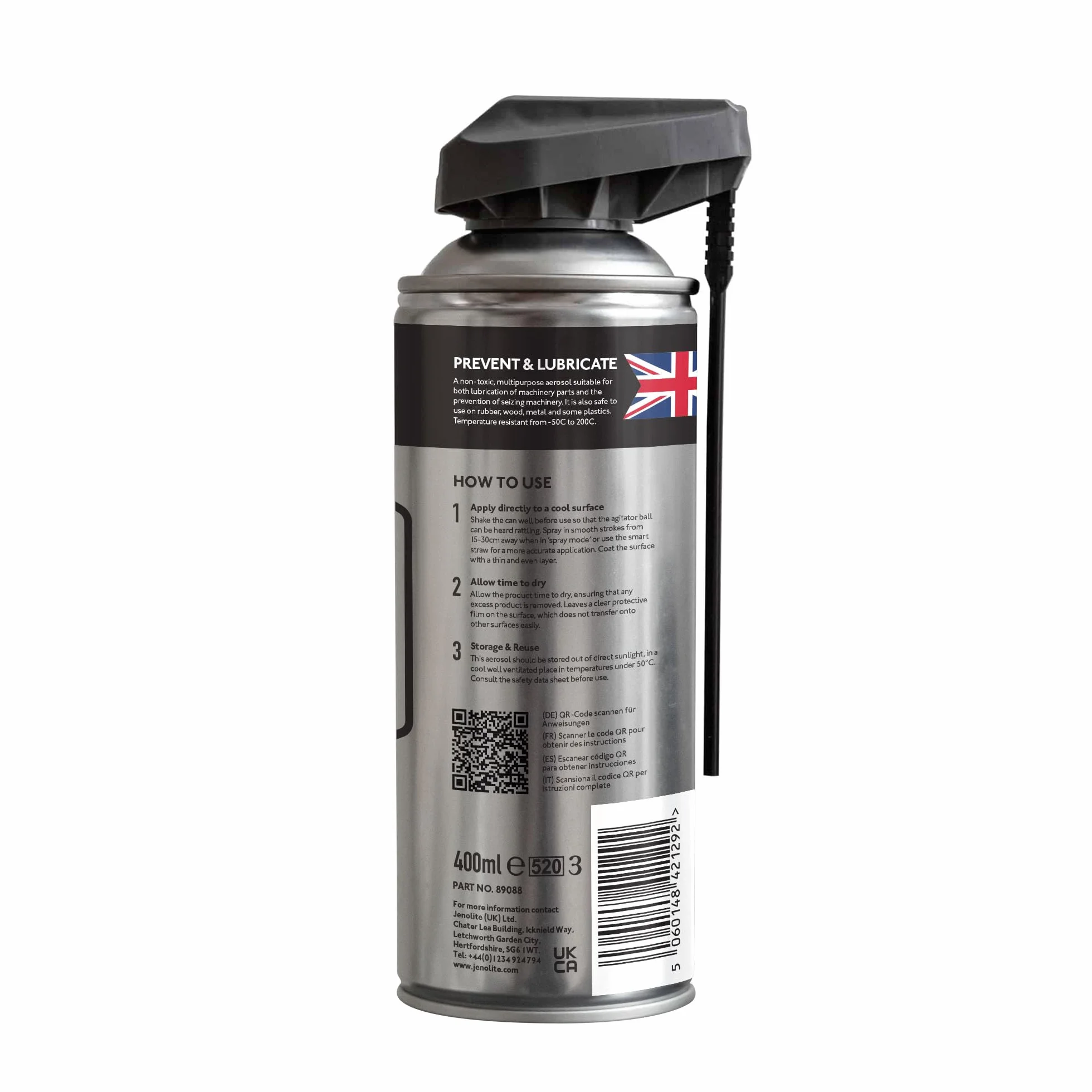 JENOLITE Spray silicone liquide en aérosol 400 ml pour bois, métal, plastique et caoutchouc